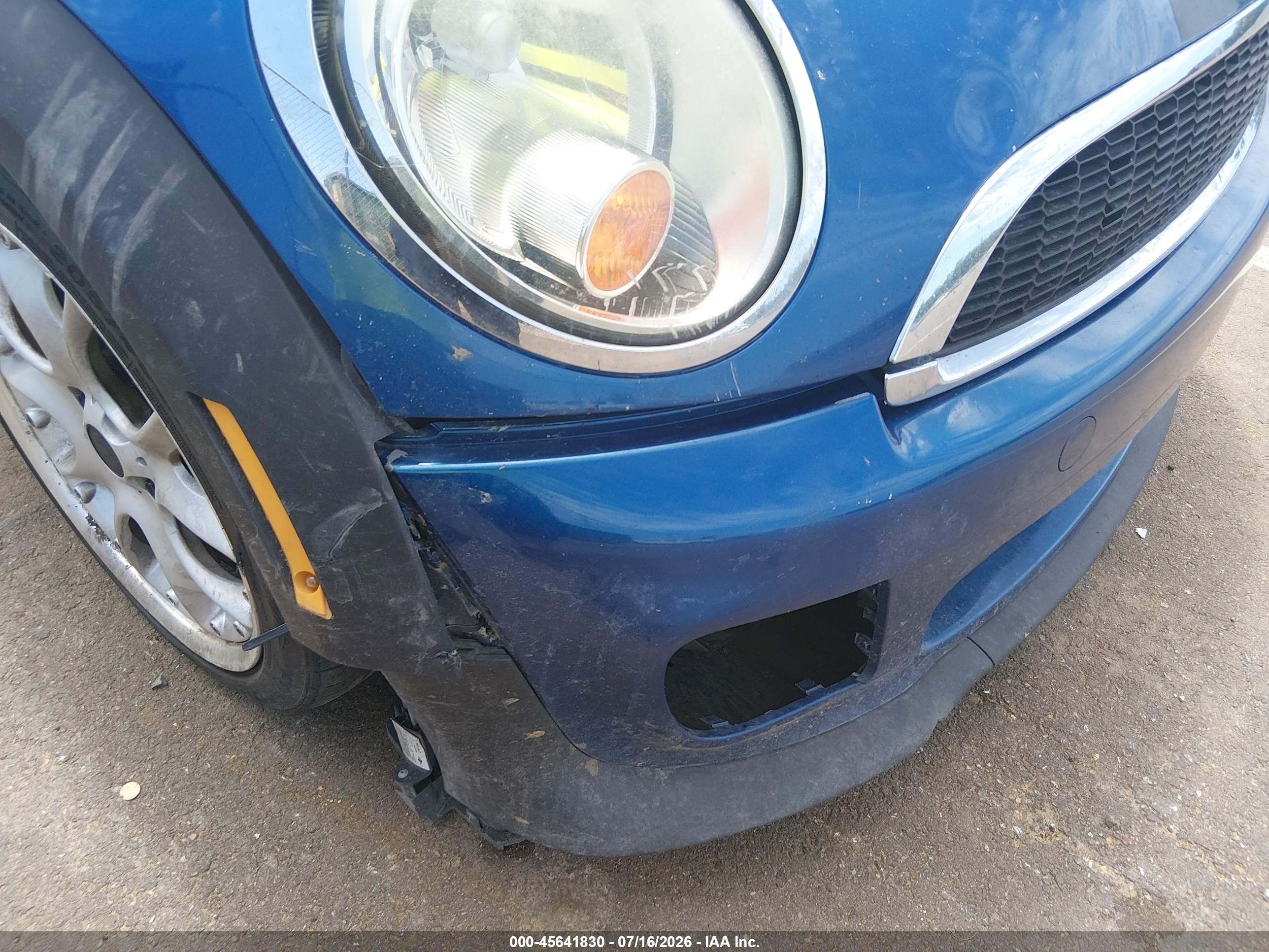 2012 Mini Cooper S   Blue vin: WMWSV3C51CTY16041