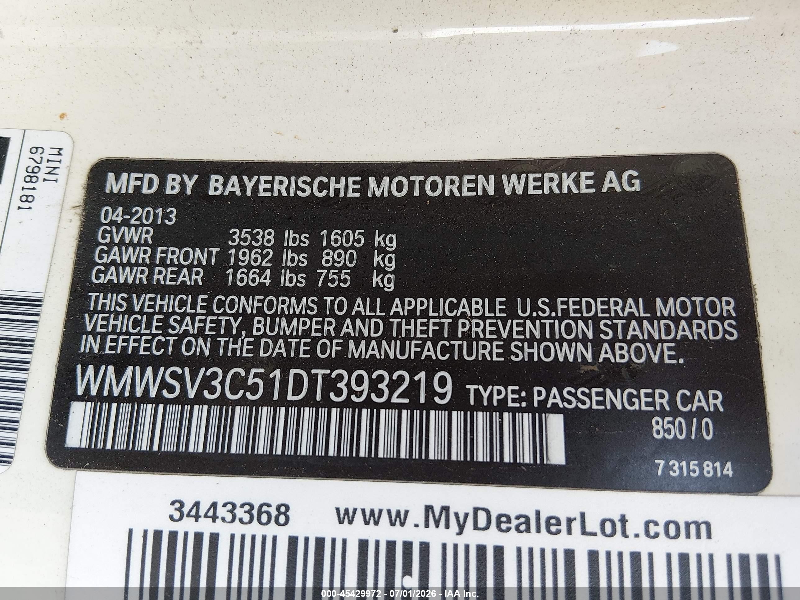 2013 Mini Hardtop Cooper S Beige vin: WMWSV3C51DT393219