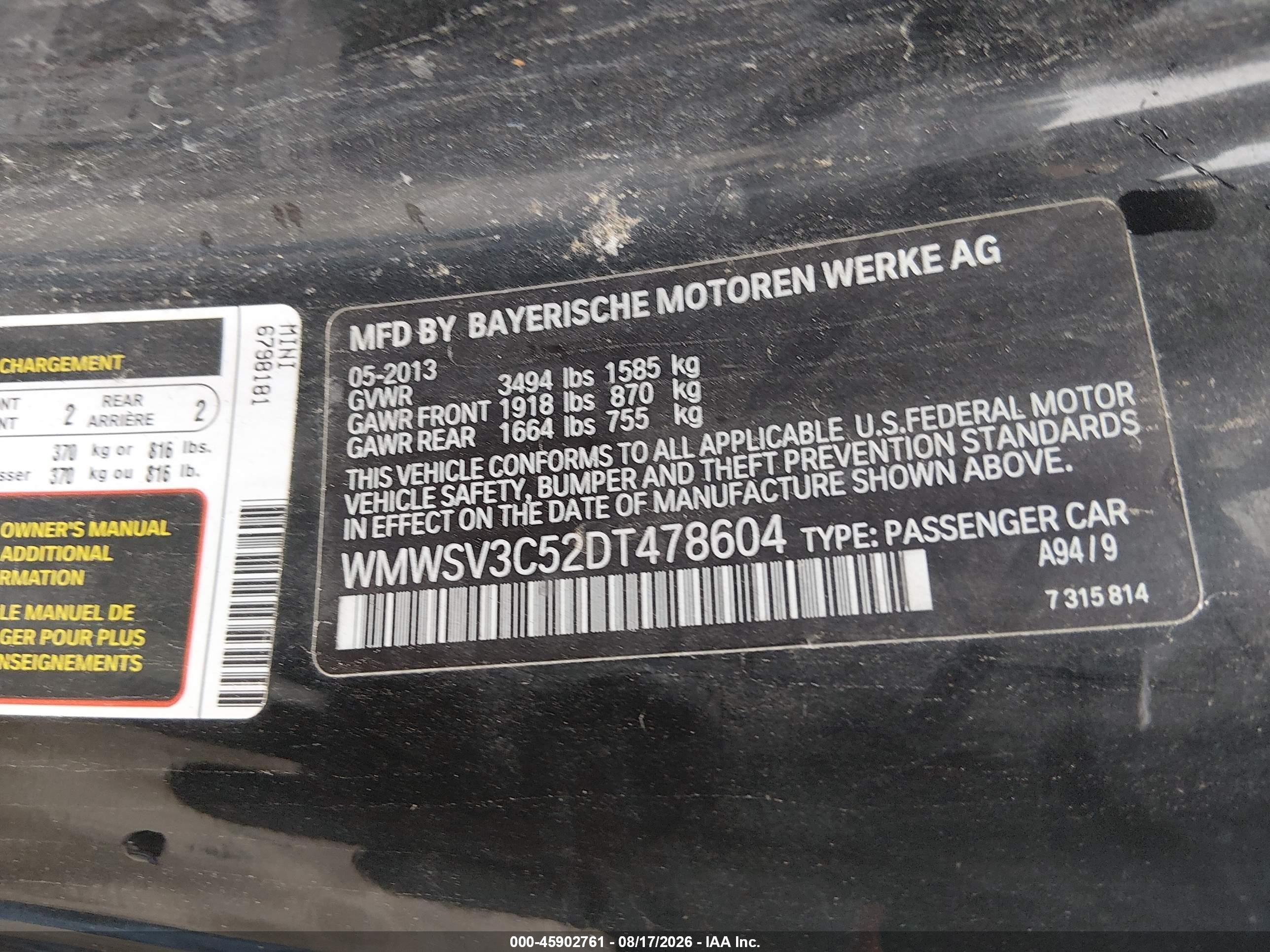 2013 Mini Hardtop Cooper S Black vin: WMWSV3C52DT478604