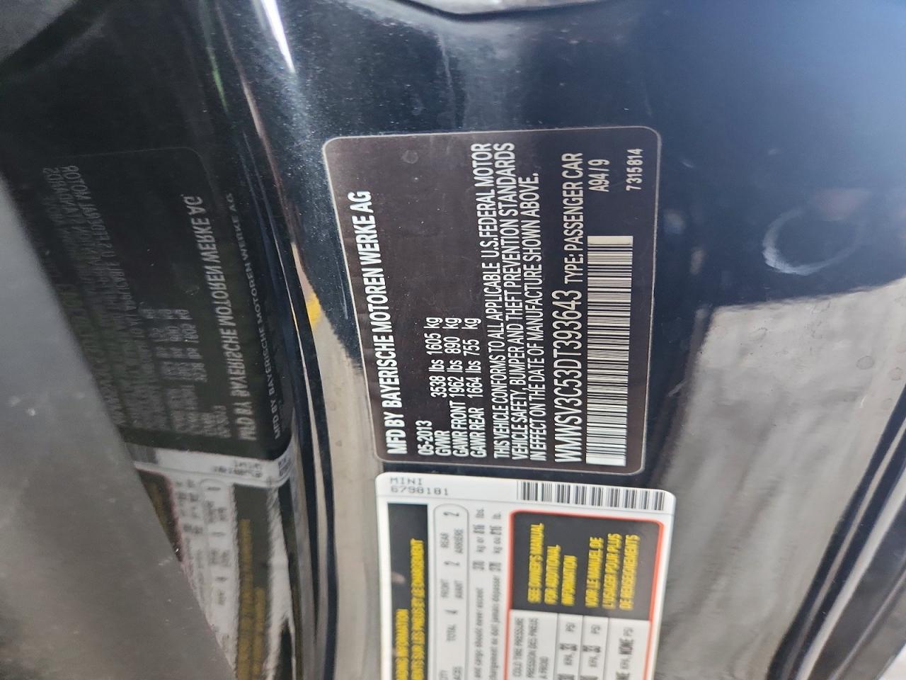 2013 Mini Cooper S Black vin: WMWSV3C53DT393643