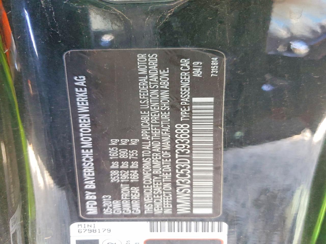 2013 Mini Cooper S Black vin: WMWSV3C53DT393688