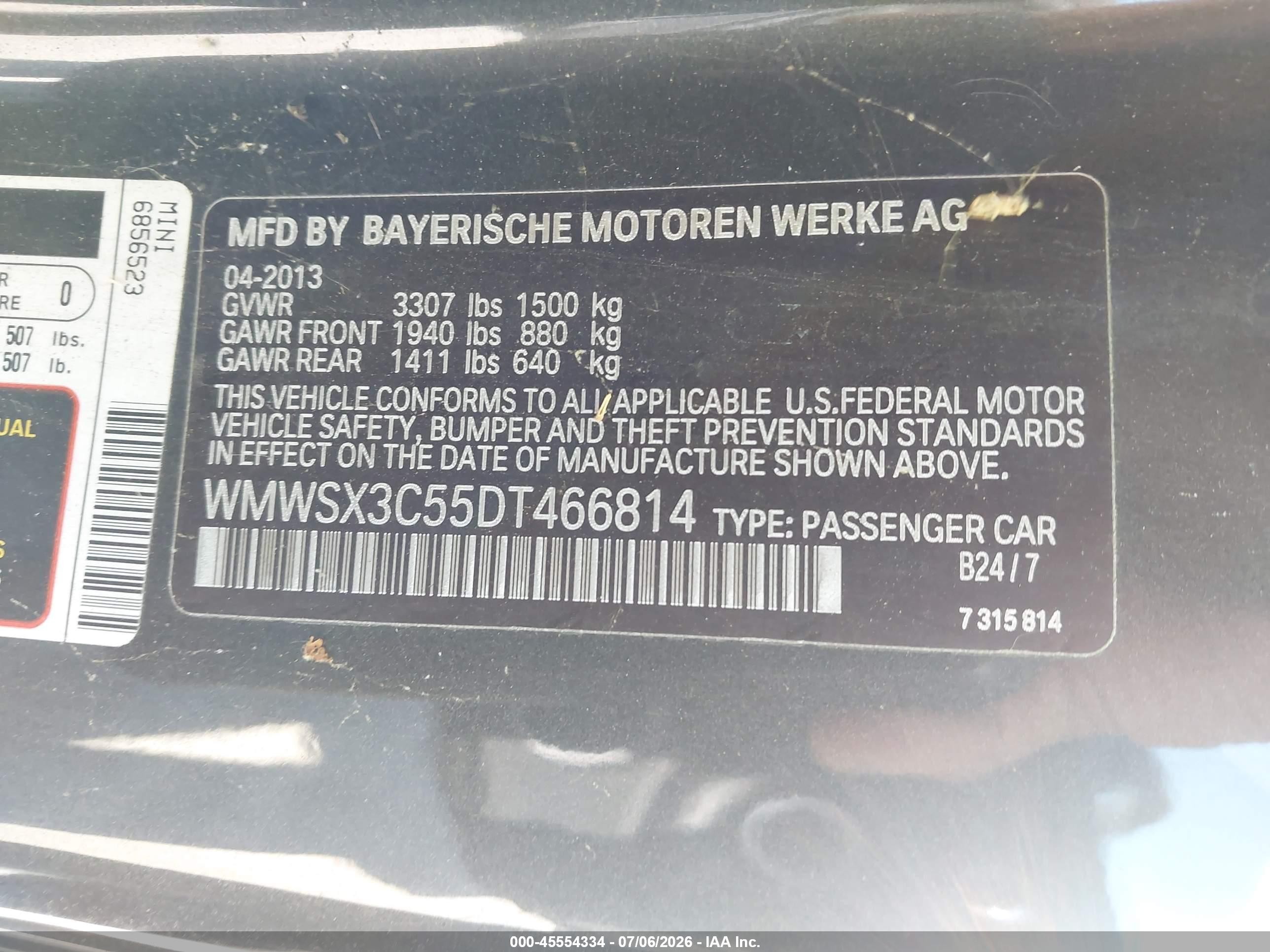 2013 Mini Coupe Cooper S Black vin: WMWSX3C55DT466814
