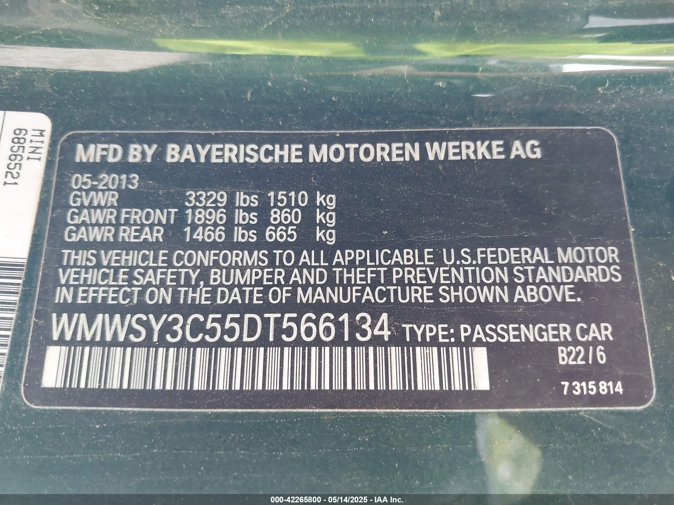 2013 Mini Roadster Cooper S Green vin: WMWSY3C55DT566134