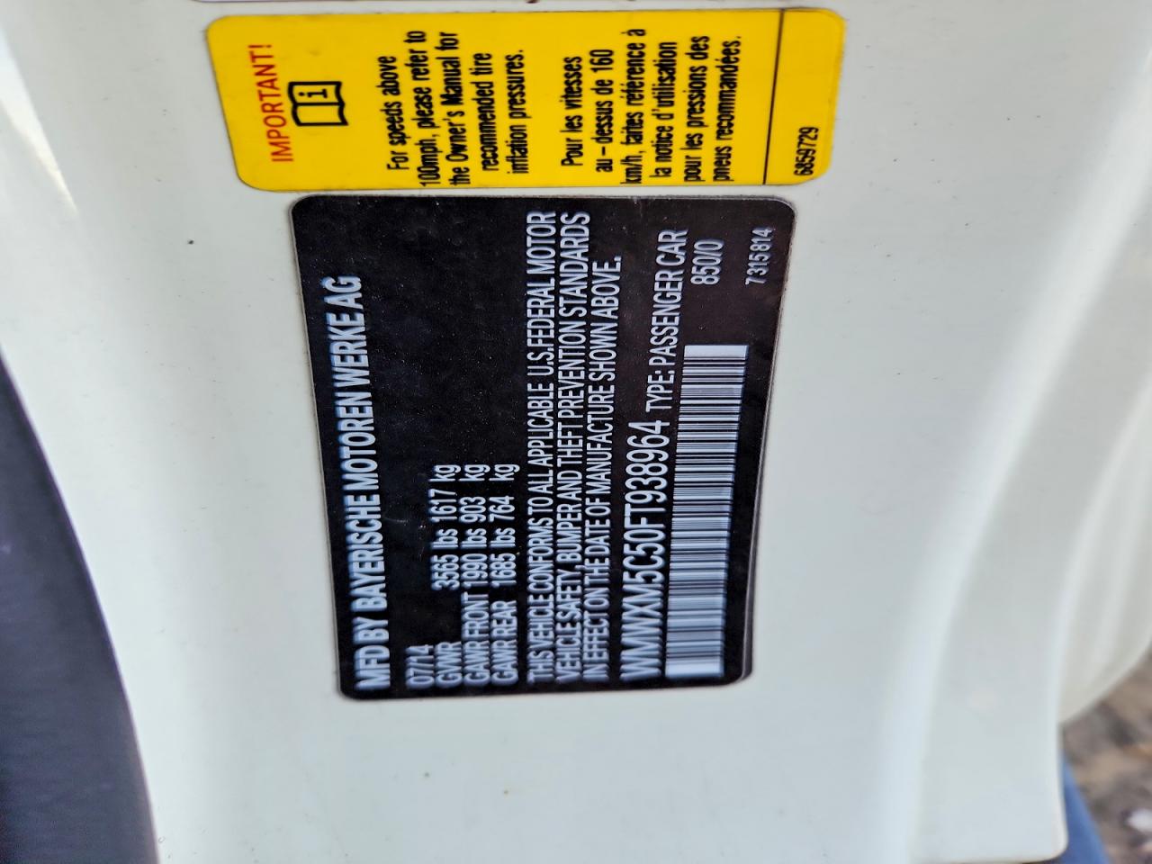 2015 Mini Cooper White vin: WMWXM5C50FT938964