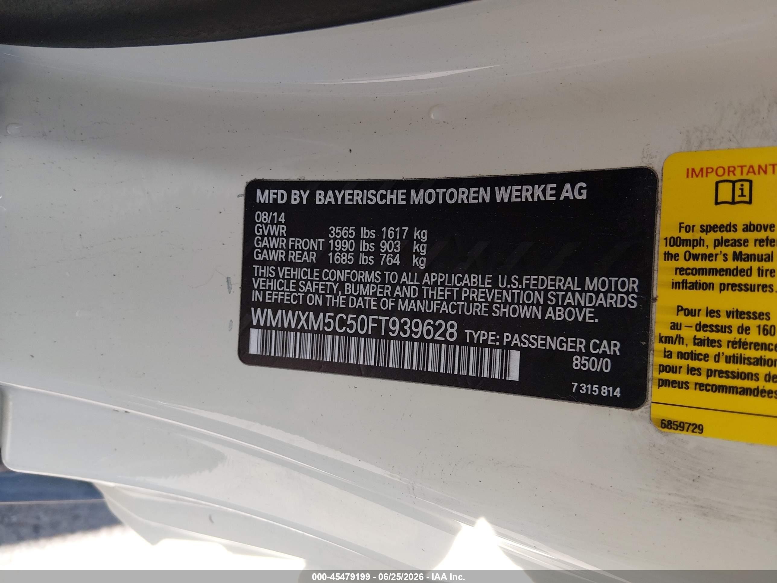 2015 Mini Hardtop Cooper White vin: WMWXM5C50FT939628