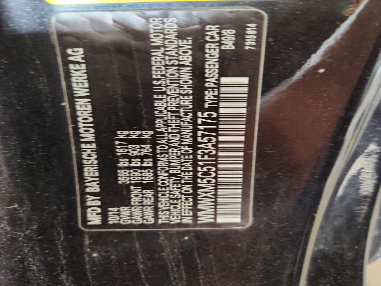 2015 Mini Cooper Black vin: WMWXM5C51F3A57175