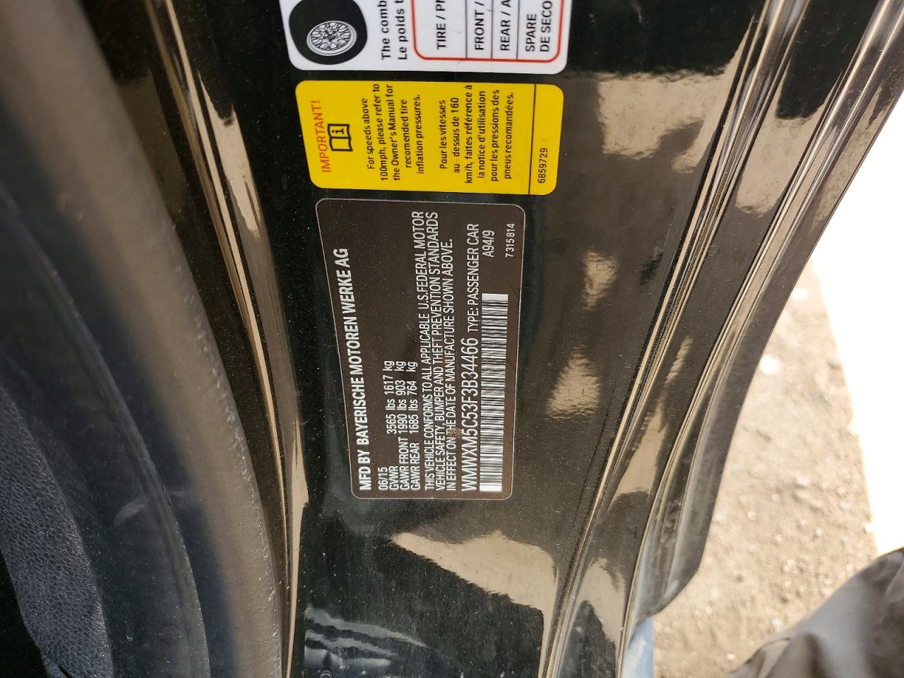 2015 Mini Cooper Black vin: WMWXM5C53F3B34466