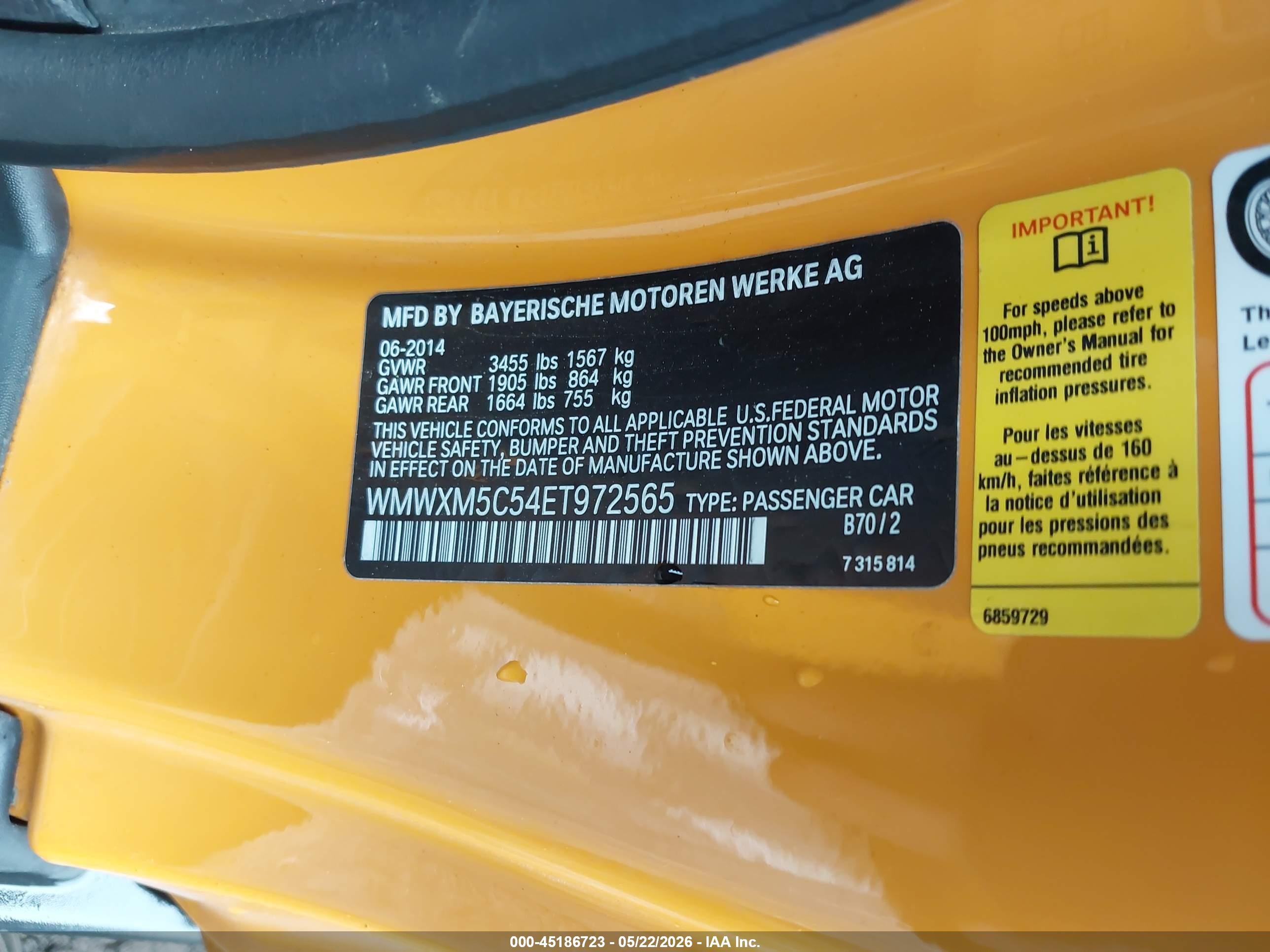 2014 Mini Hardtop Cooper Yellow vin: WMWXM5C54ET972565