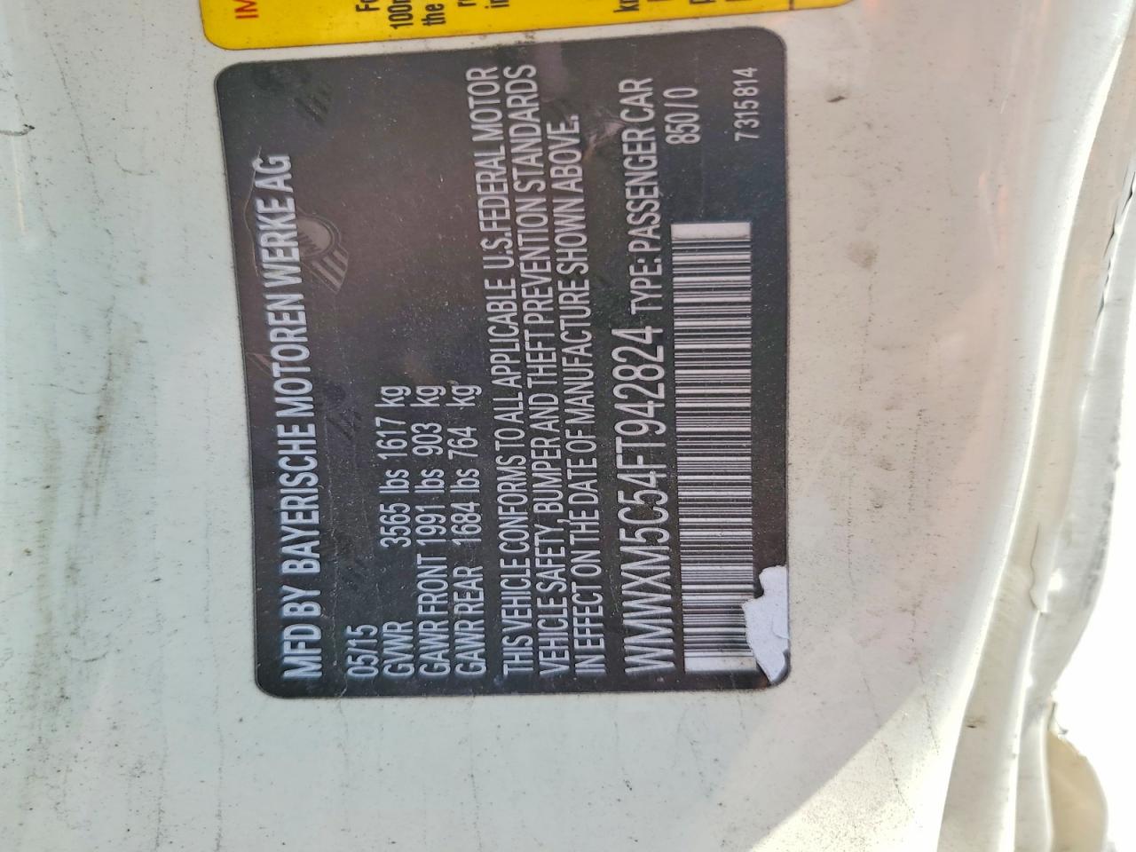 2015 Mini Cooper Cream vin: WMWXM5C54FT942824