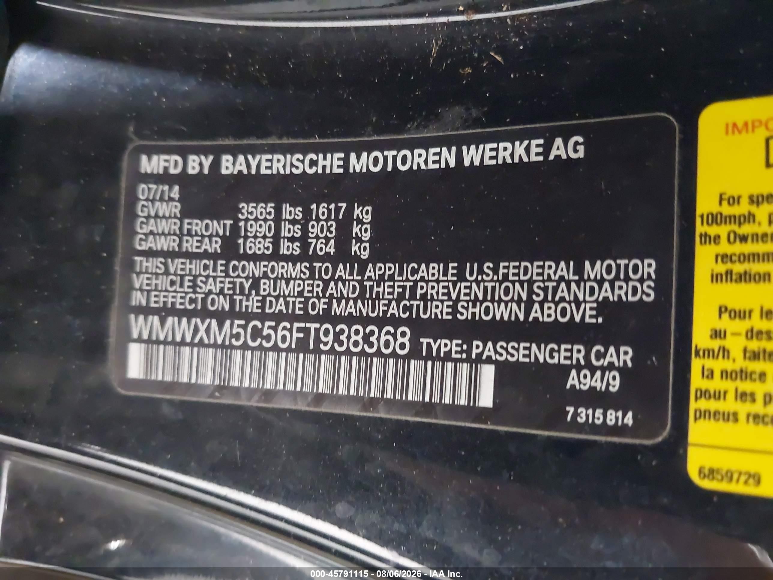 2015 Mini Hardtop Cooper Black vin: WMWXM5C56FT938368