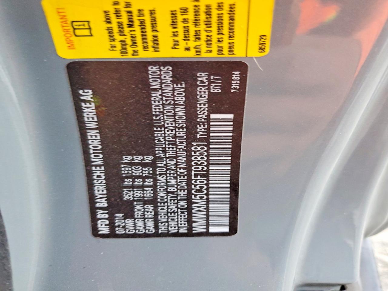 2015 Mini Cooper Gray vin: WMWXM5C56FT938581