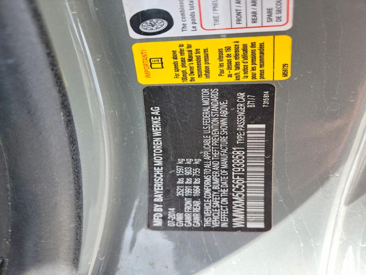 2015 Mini Cooper Gray vin: WMWXM5C56FT938581