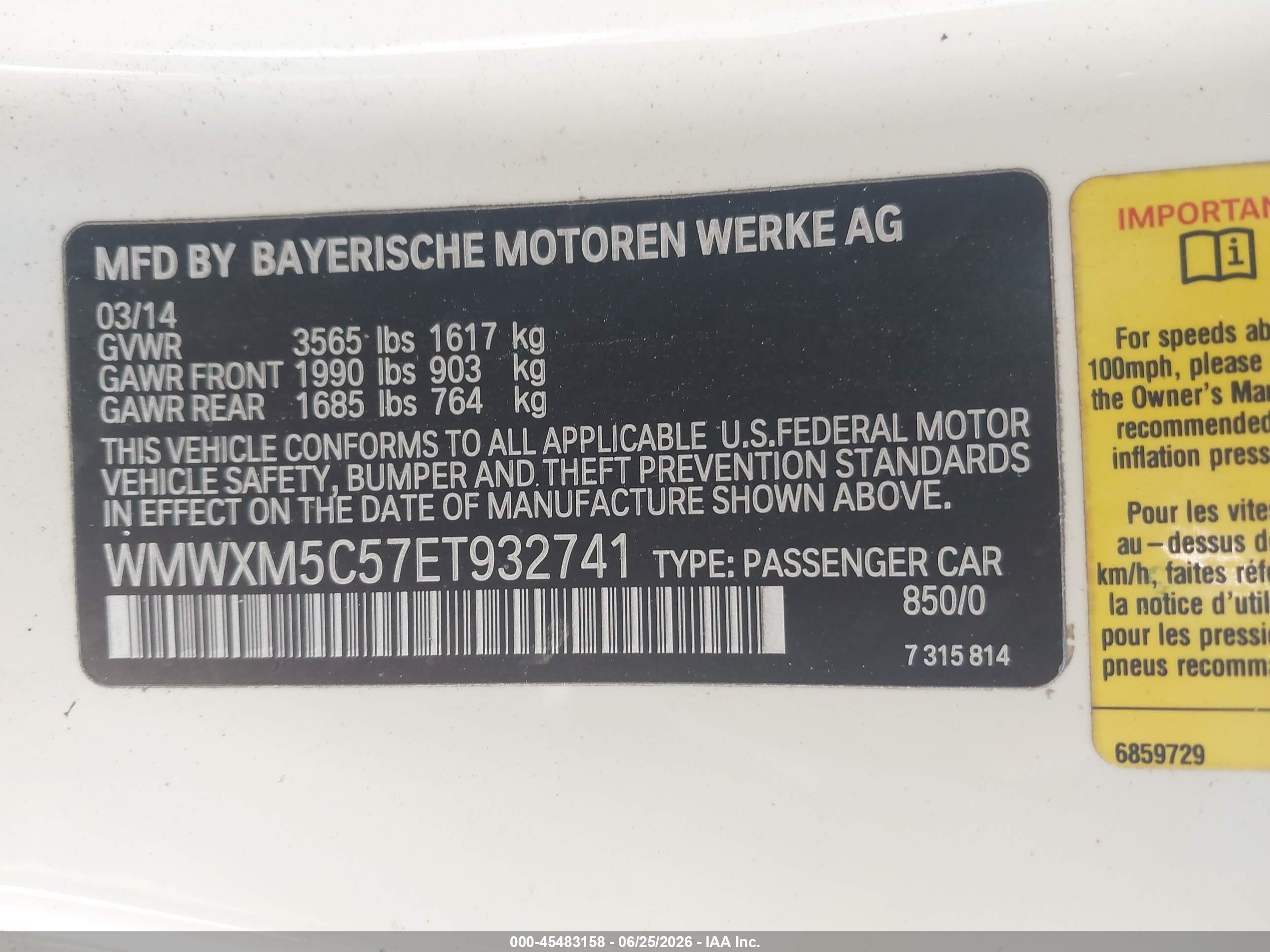 2014 Mini Hardtop Cooper Белый vin: WMWXM5C57ET932741