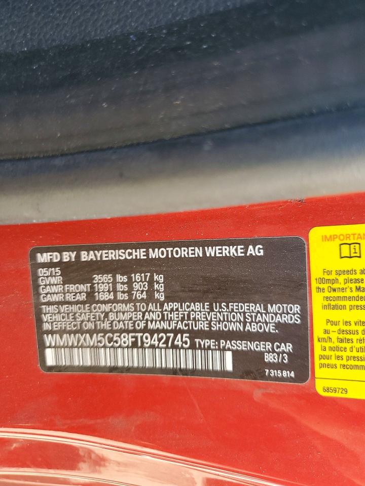 2015 Mini Cooper Red vin: WMWXM5C58FT942745