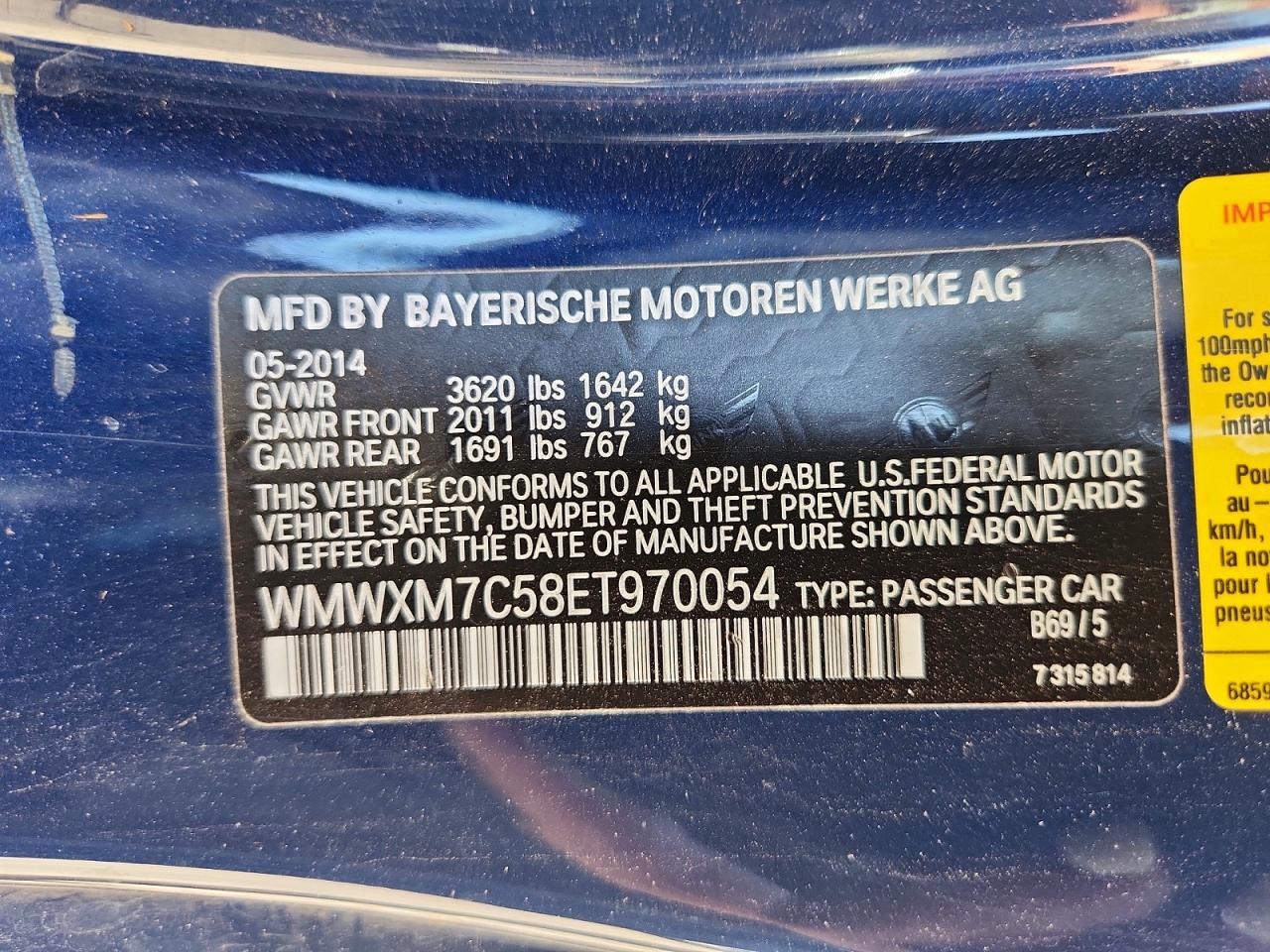 2014 Mini Cooper S Blue vin: WMWXM7C58ET970054