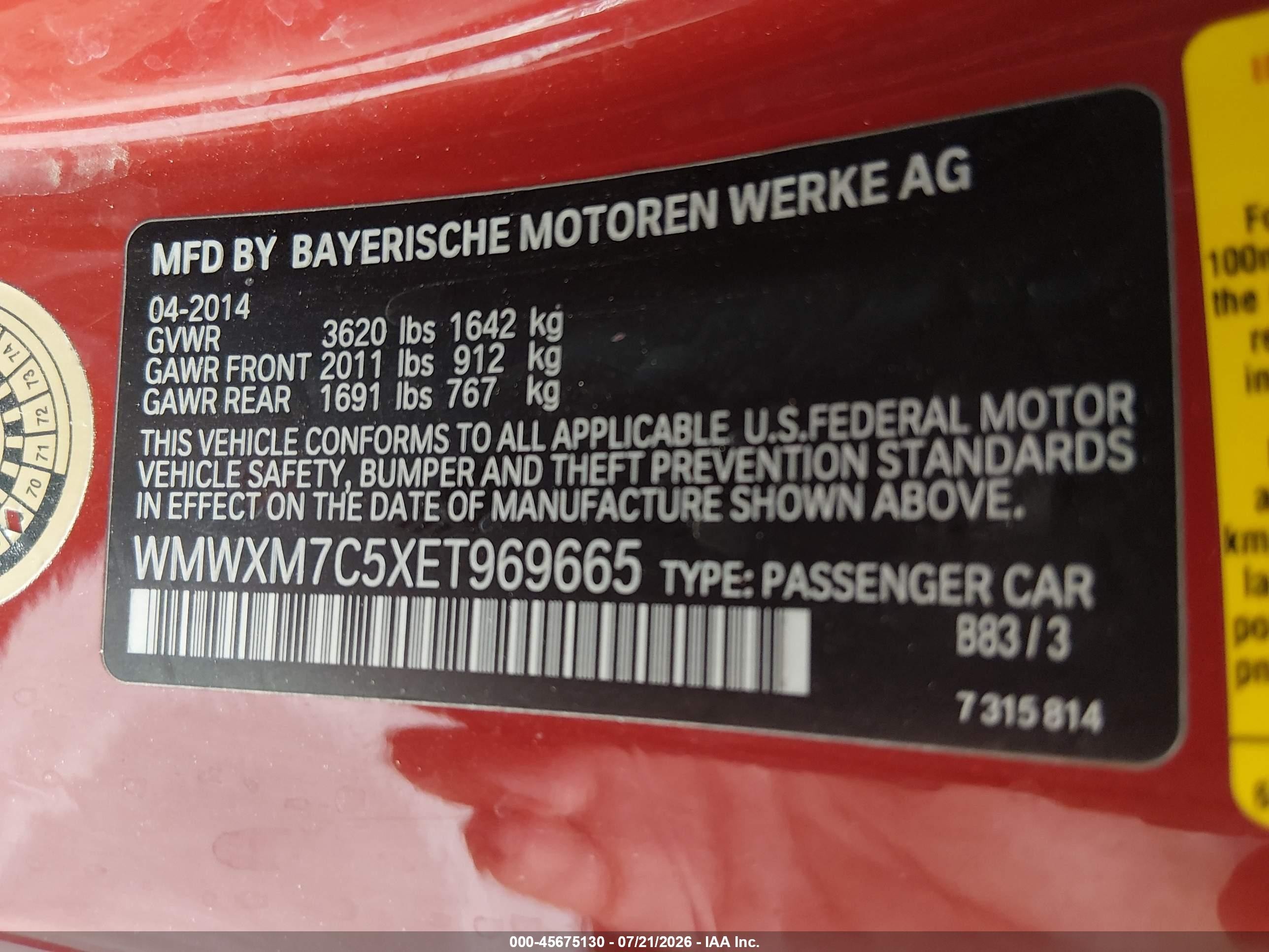 2014 Mini Hardtop Cooper S Red vin: WMWXM7C5XET969665