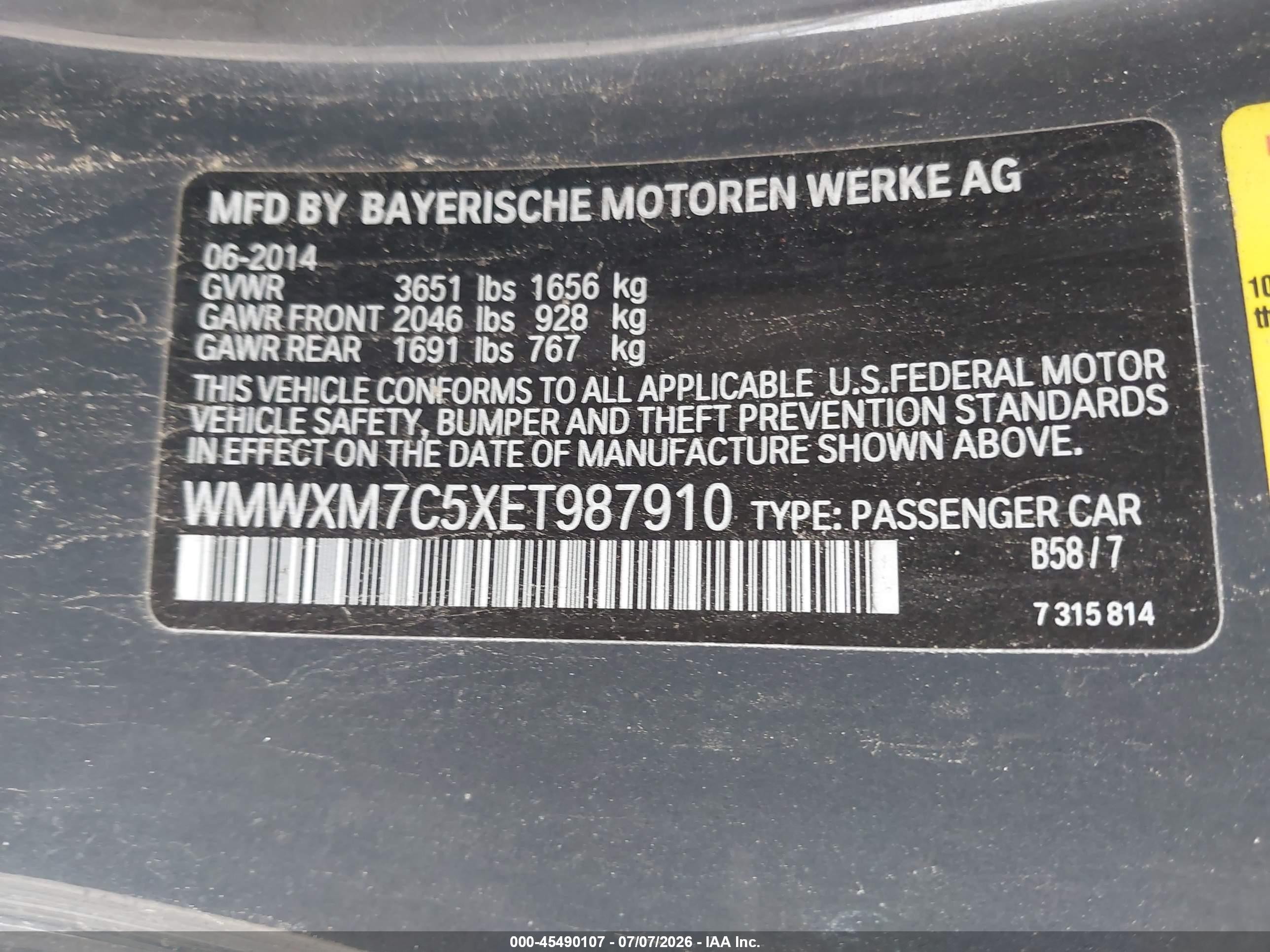 2014 Mini Hardtop Cooper S Gray vin: WMWXM7C5XET987910