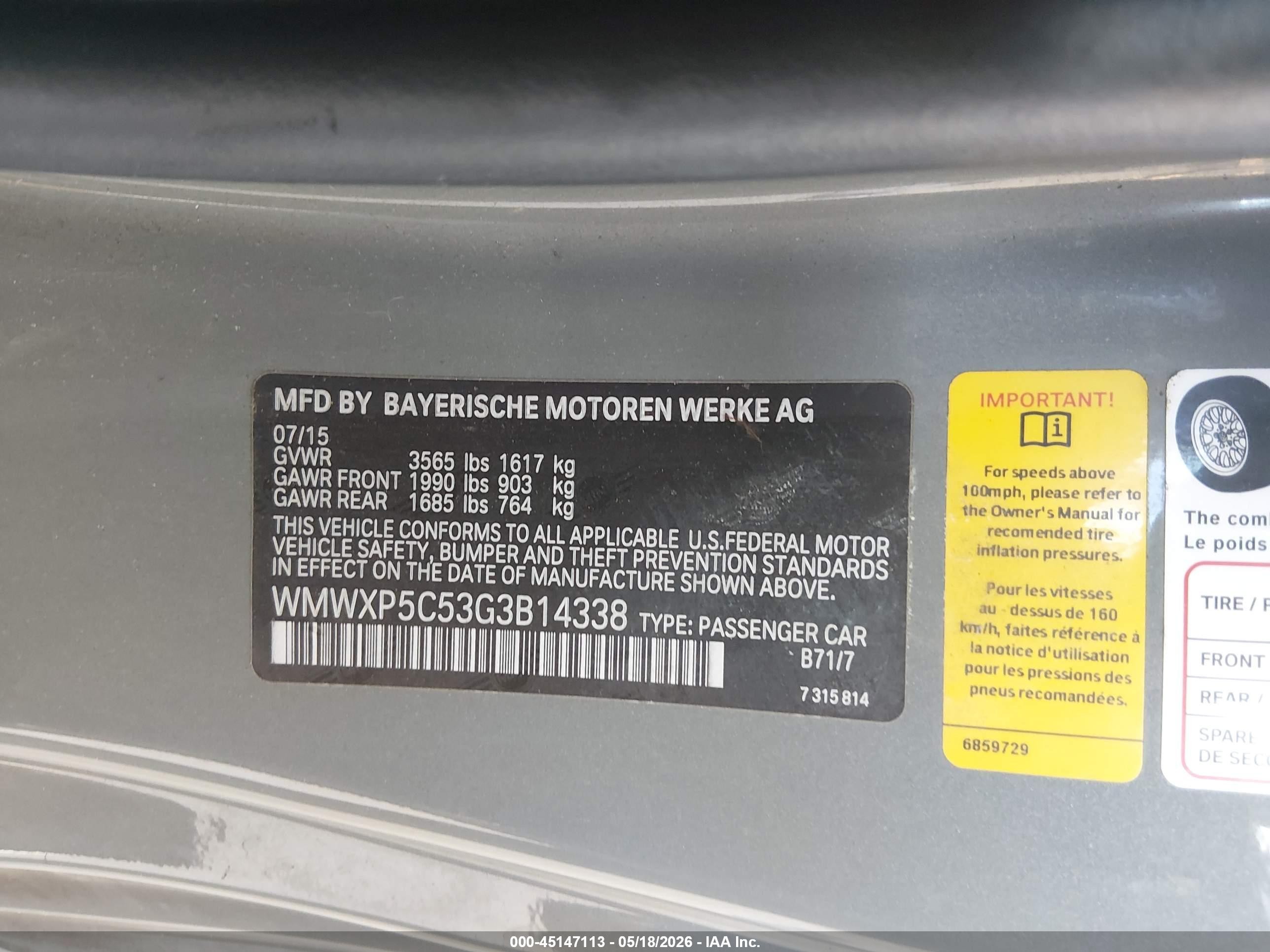 2016 Mini Hardtop Cooper Серый vin: WMWXP5C53G3B14338