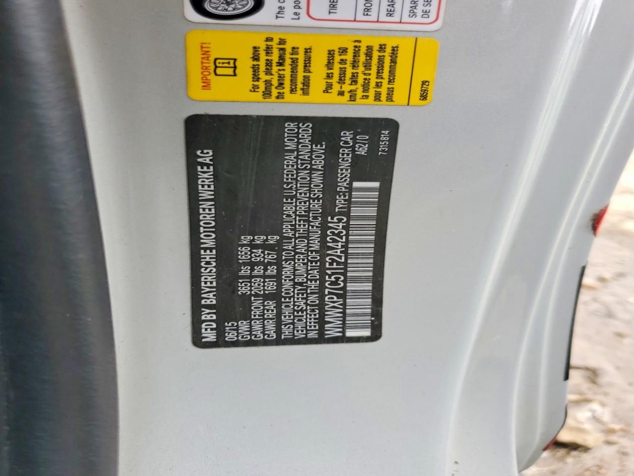 2015 Mini Cooper S White vin: WMWXP7C51F2A42345