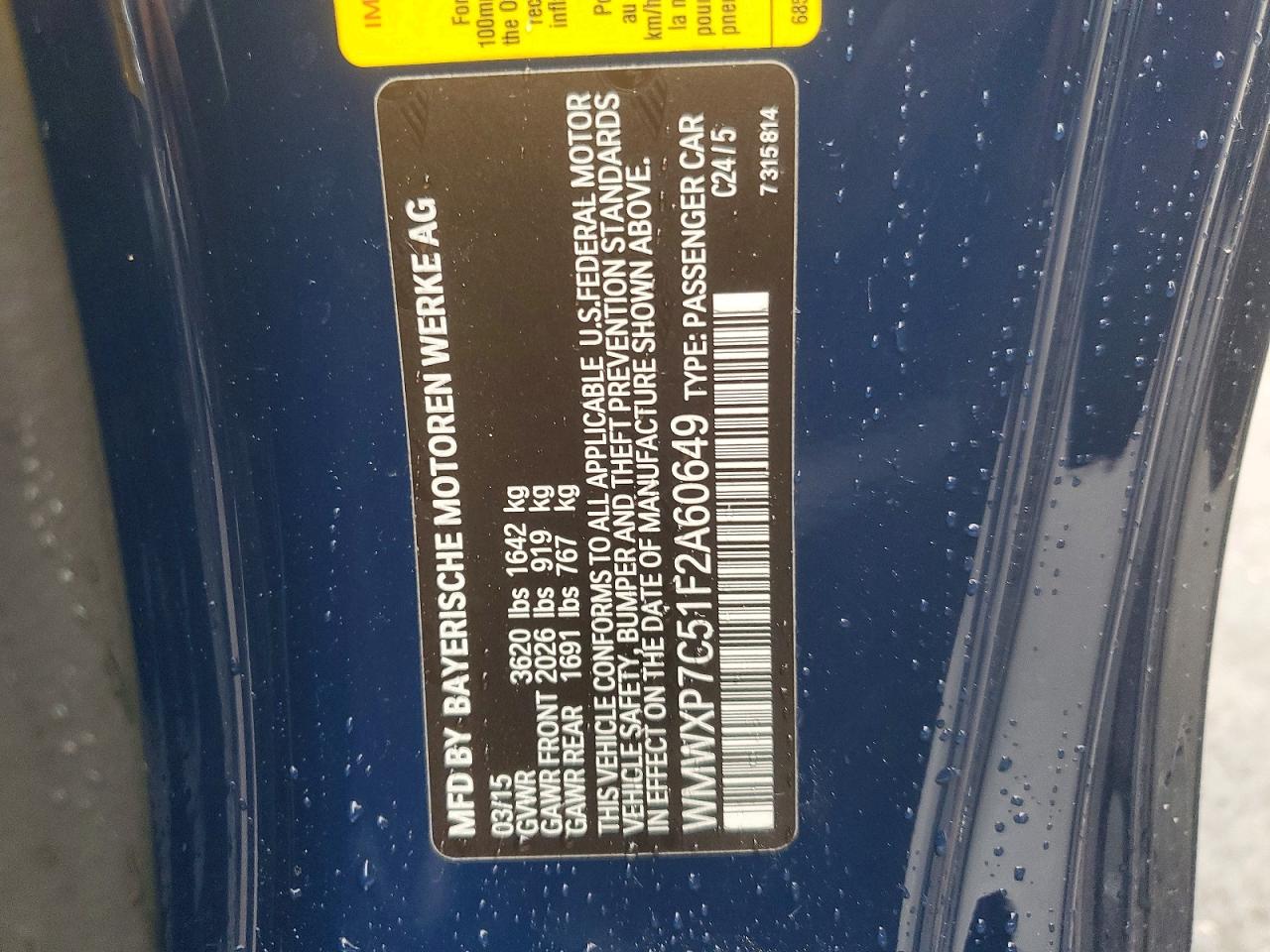 2015 Mini Cooper S Blue vin: WMWXP7C51F2A60649