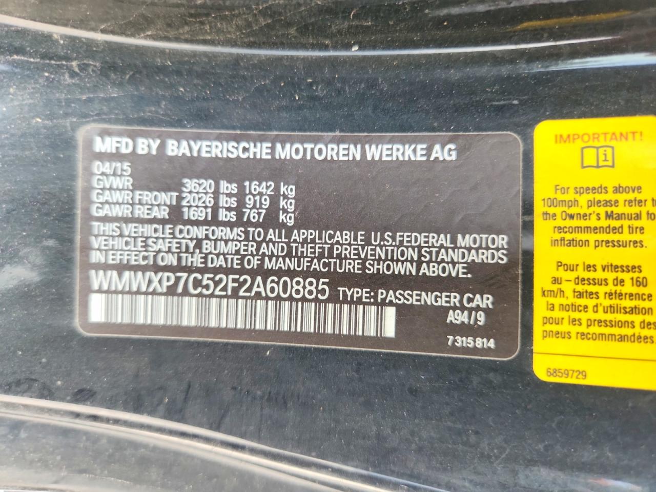 2015 Mini Cooper S Black vin: WMWXP7C52F2A60885