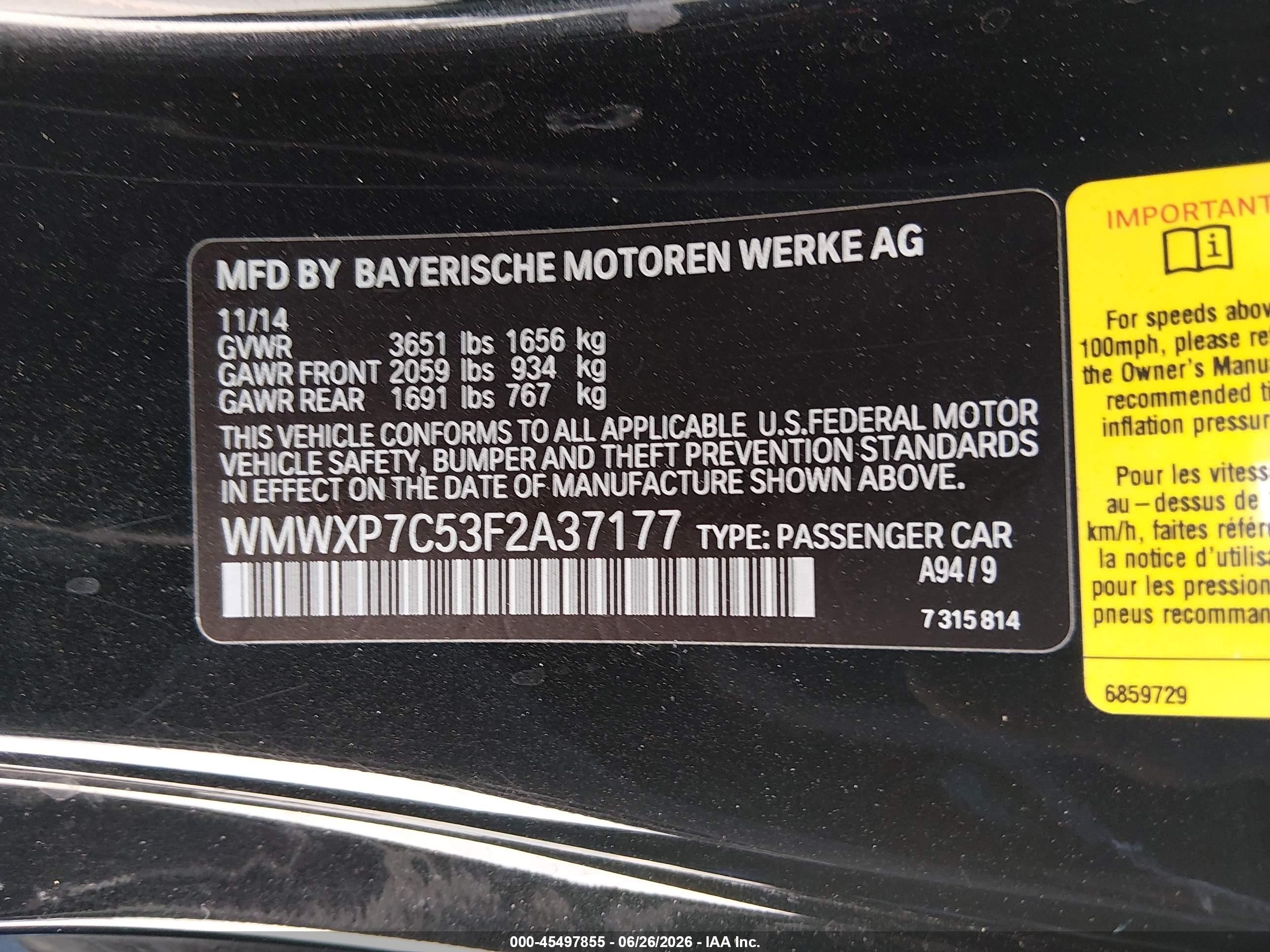 2015 Mini Hardtop Cooper S Black vin: WMWXP7C53F2A37177