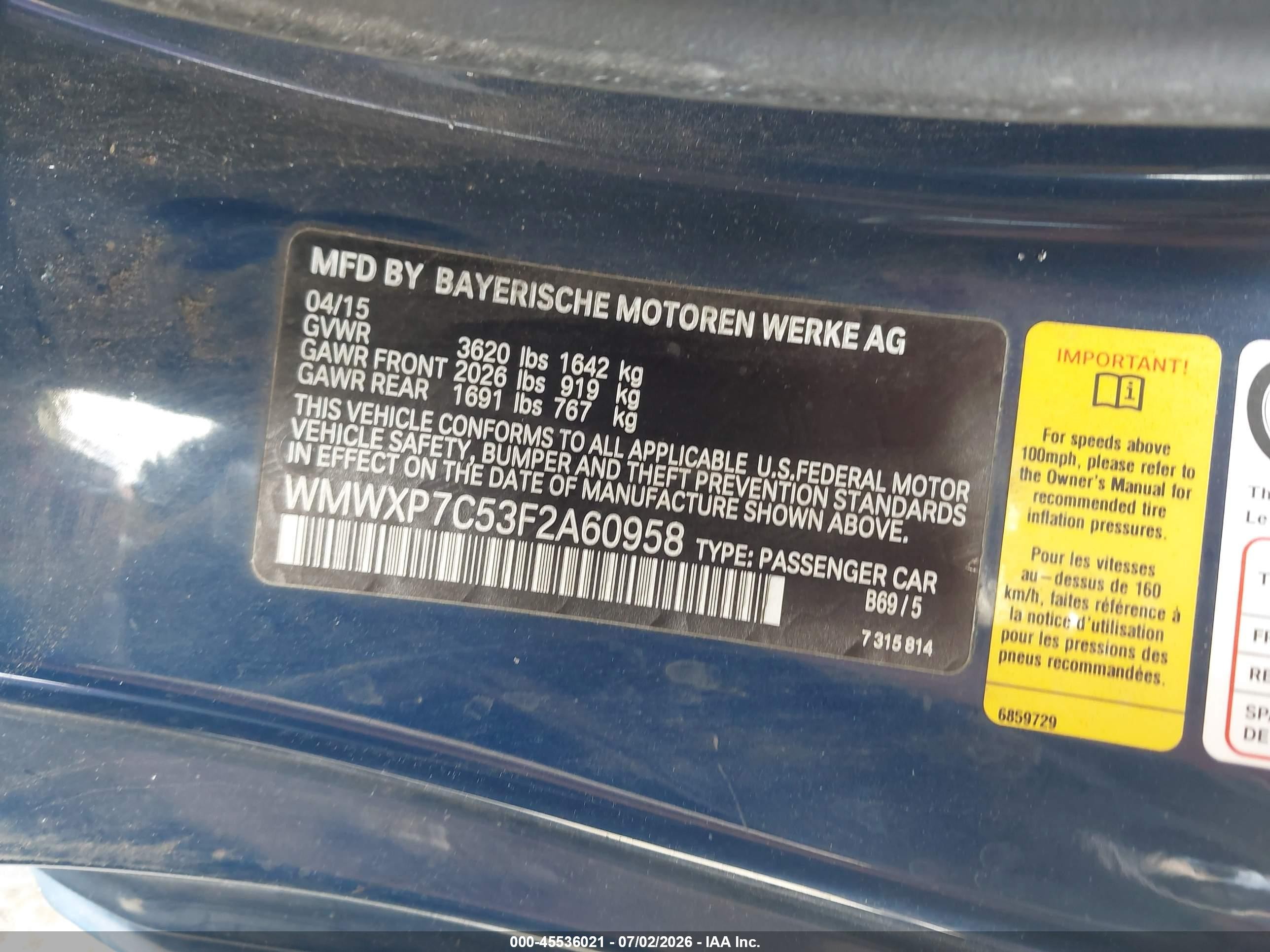 2015 Mini Hardtop Cooper S Blue vin: WMWXP7C53F2A60958
