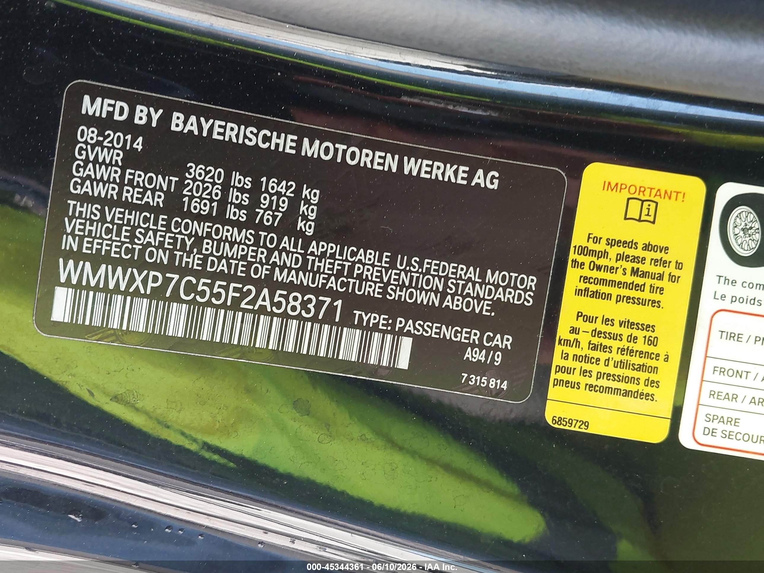2015 Mini Hardtop Cooper S Black vin: WMWXP7C55F2A58371