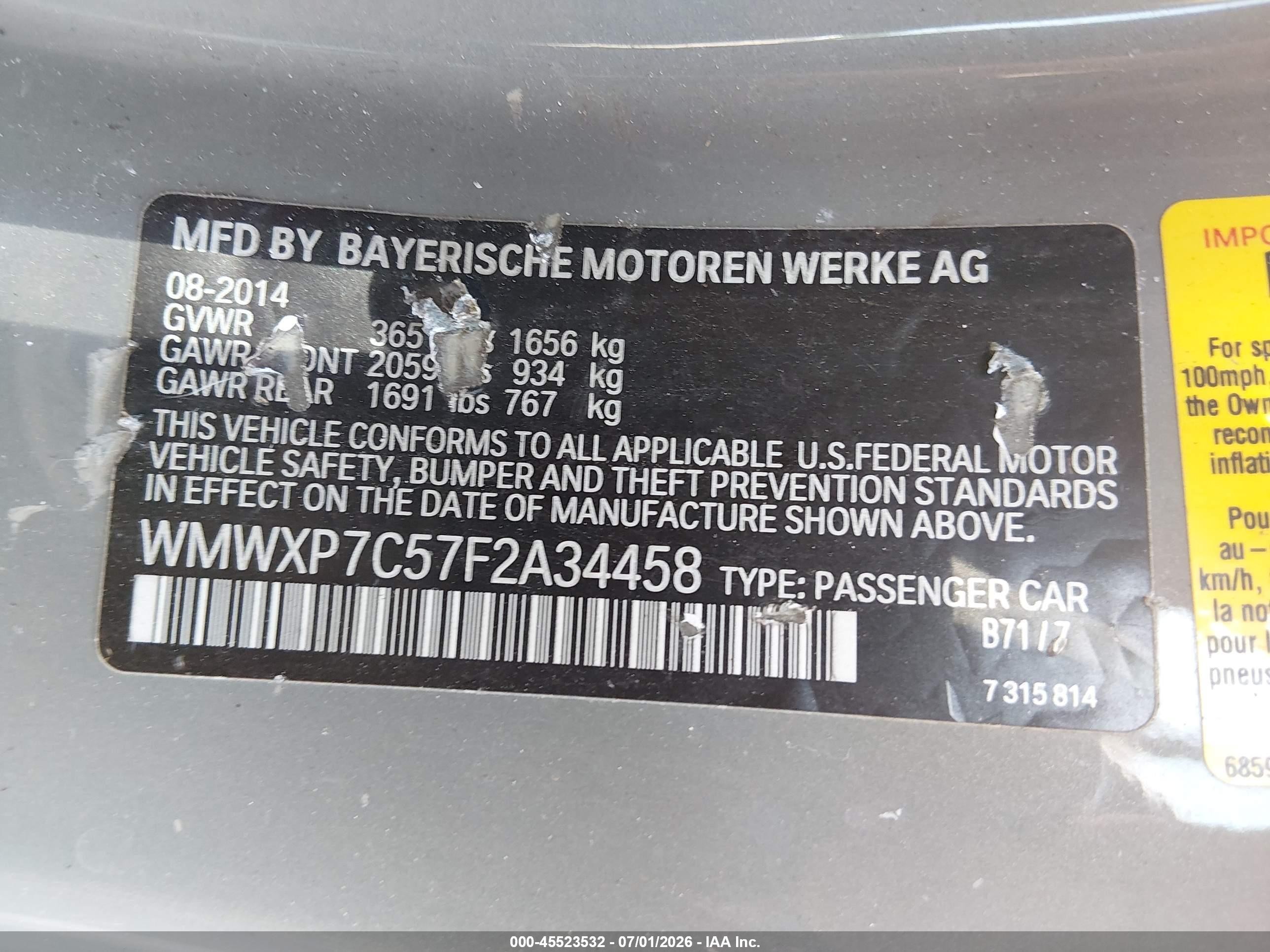 2015 Mini Hardtop Cooper S Серый vin: WMWXP7C57F2A34458