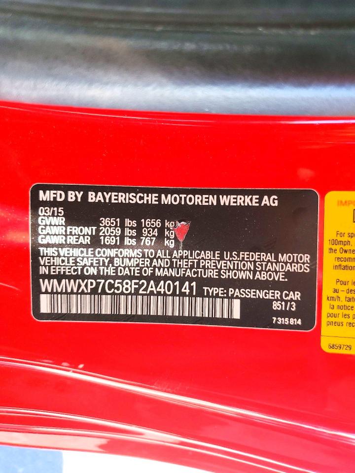 2015 Mini Cooper S Красный vin: WMWXP7C58F2A40141