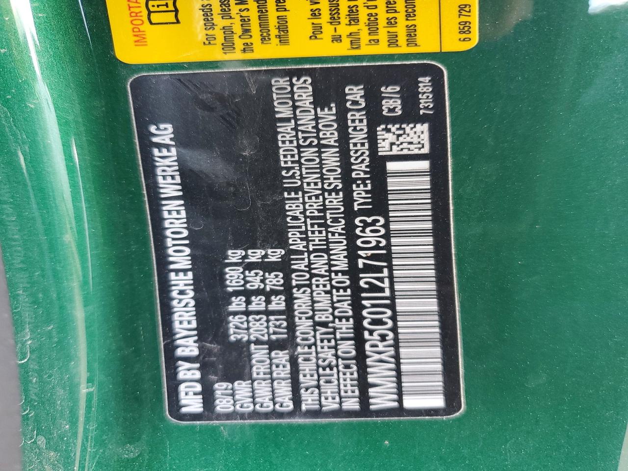 2020 Mini Cooper S Green vin: WMWXR5C01L2L71963