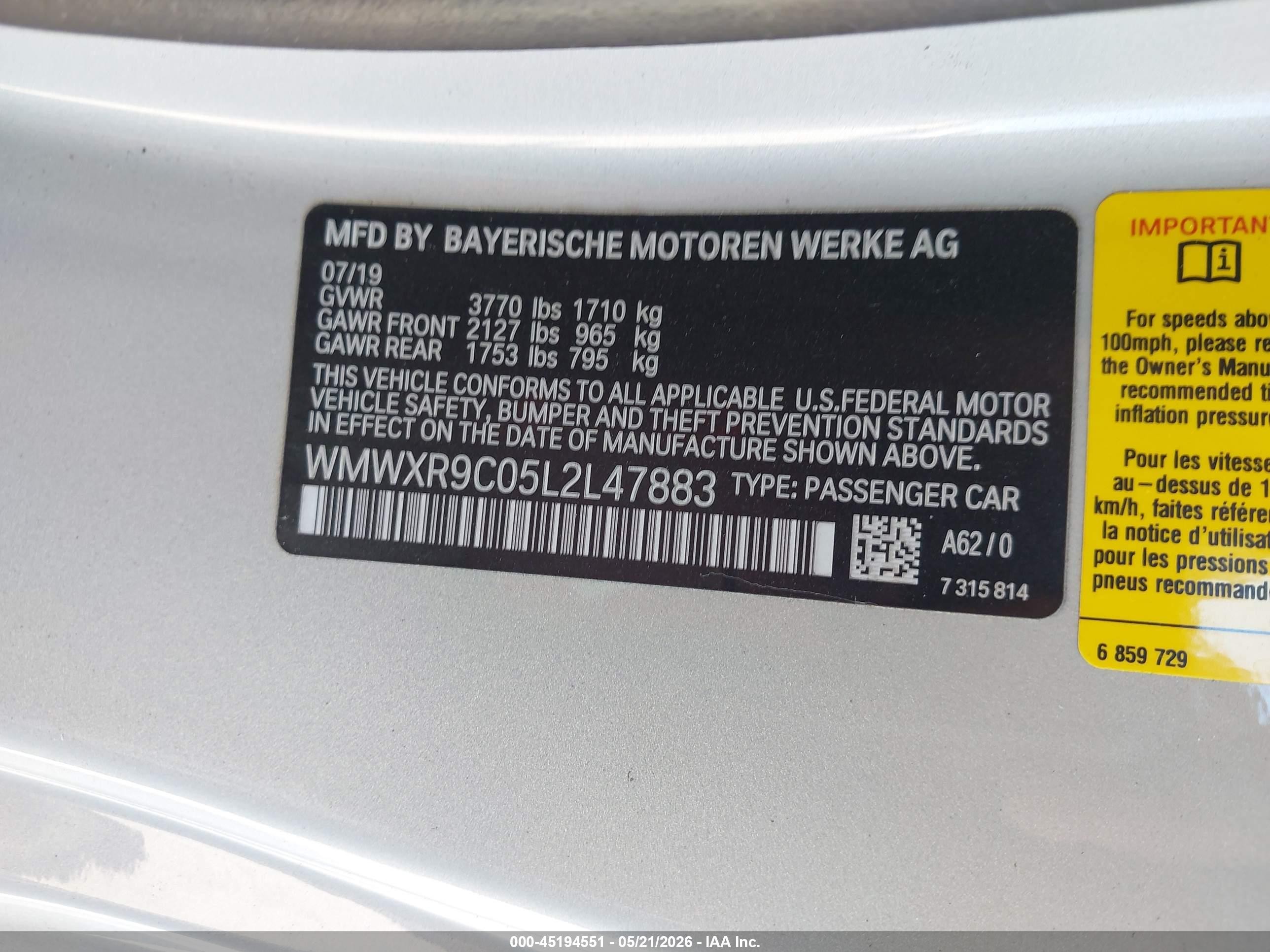 2020 Mini Hardtop John Cooper Works Gray vin: WMWXR9C05L2L47883