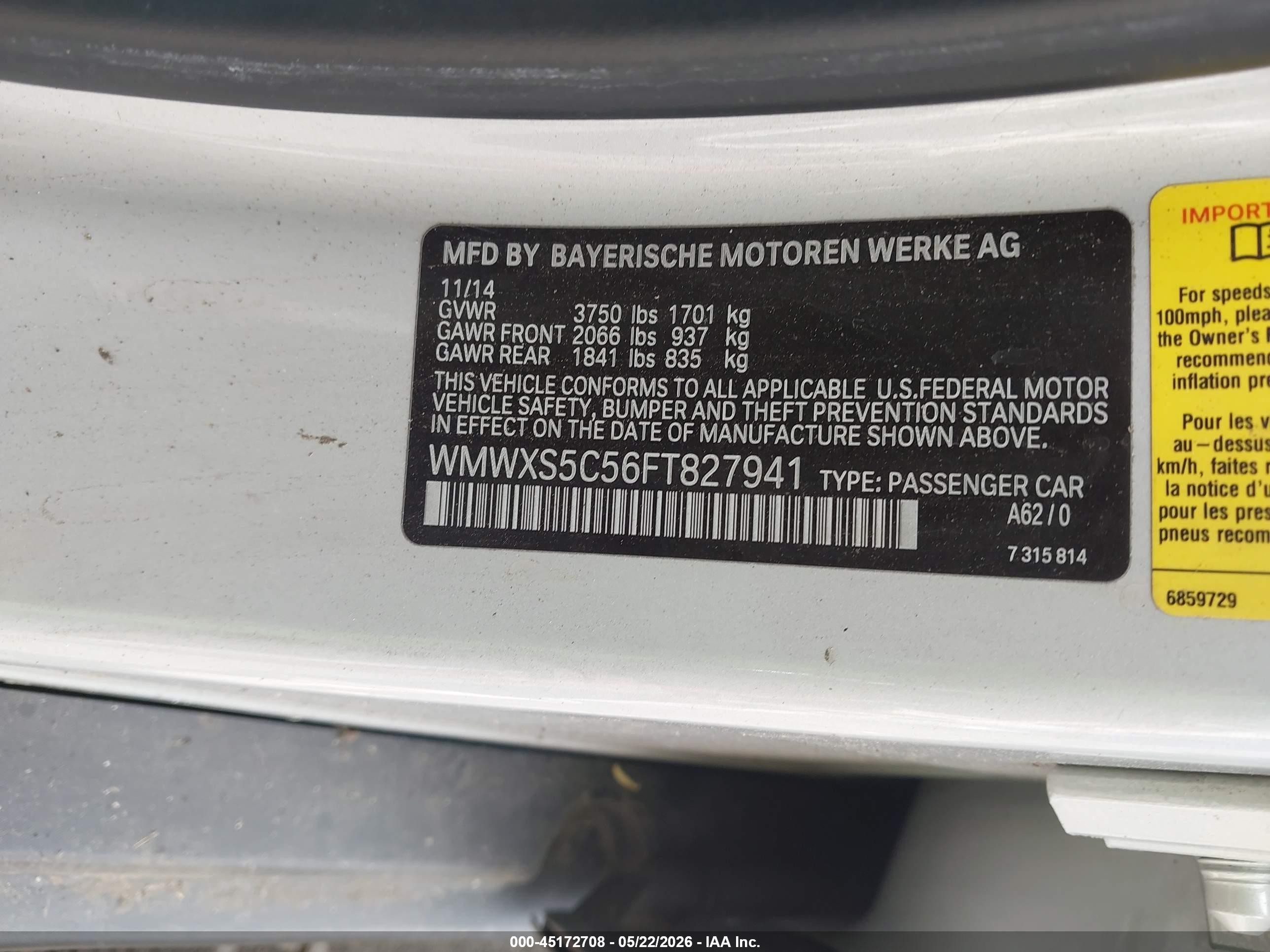 2015 Mini Hardtop Cooper White vin: WMWXS5C56FT827941