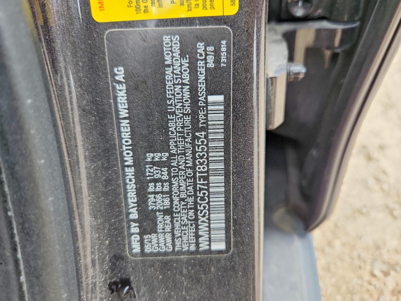 2015 Mini Cooper Charcoal vin: WMWXS5C57FT833554