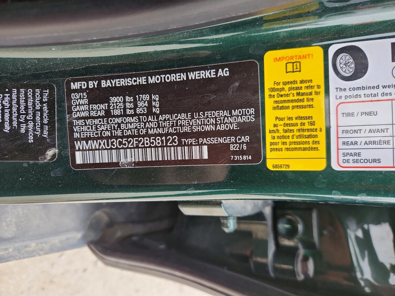 2015 Mini Cooper S Green vin: WMWXU3C52F2B58123