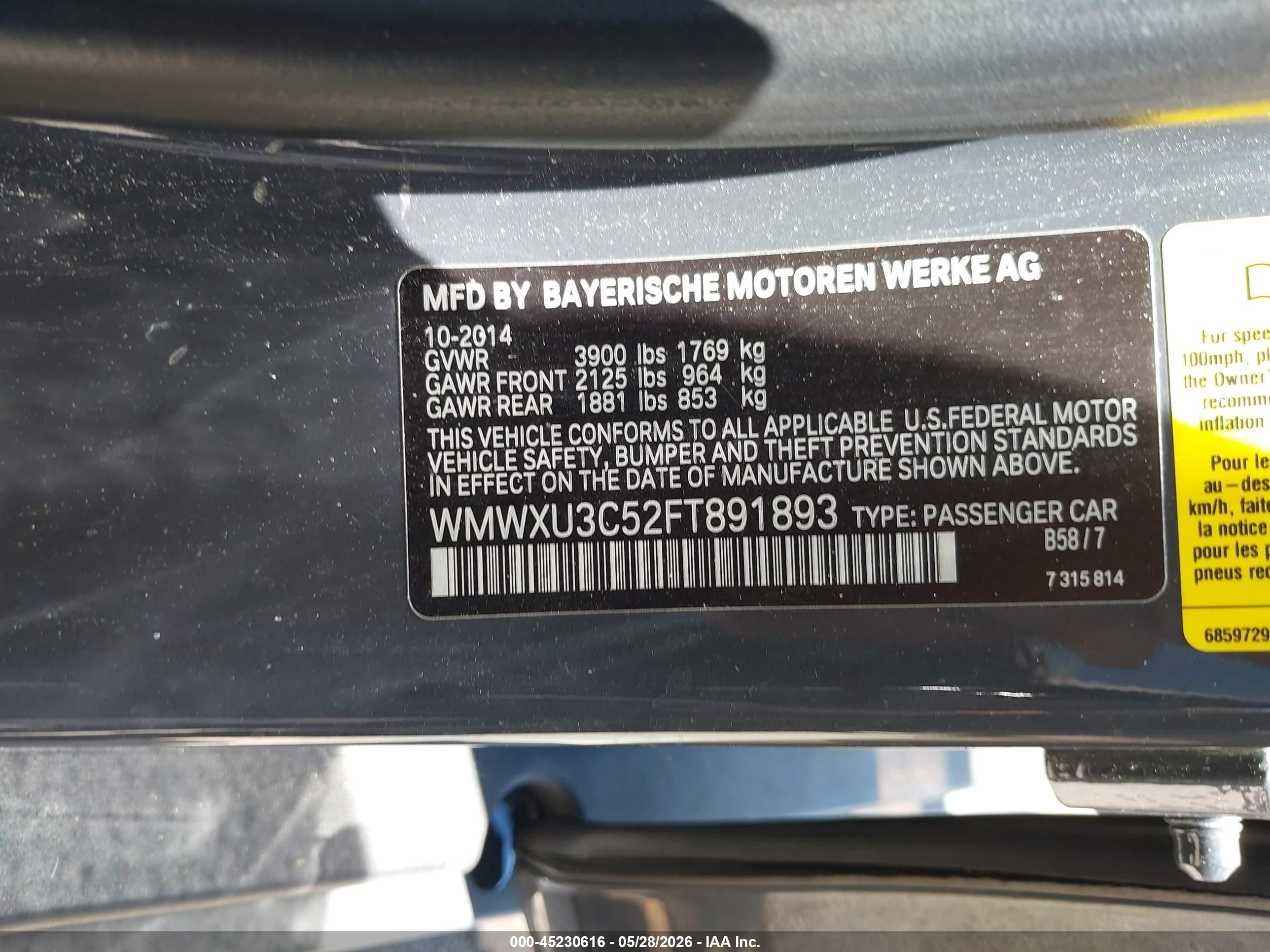 2015 Mini Hardtop Cooper S Gray vin: WMWXU3C52FT891893