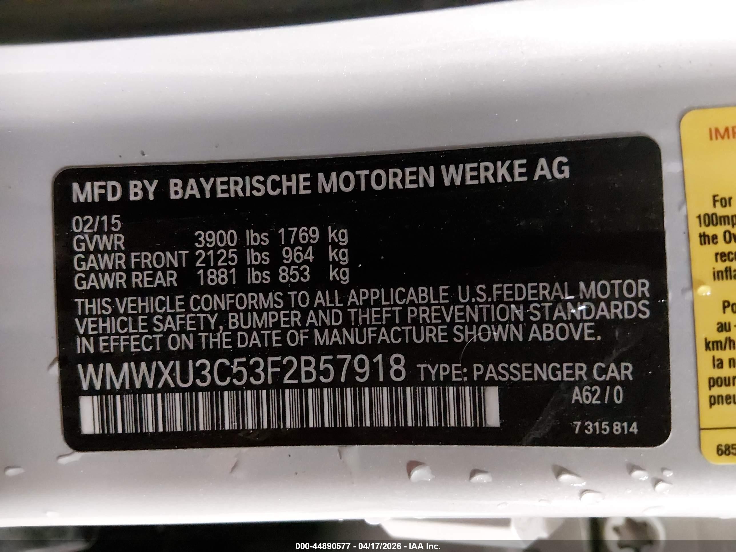 2015 Mini Hardtop Cooper S Silver vin: WMWXU3C53F2B57918