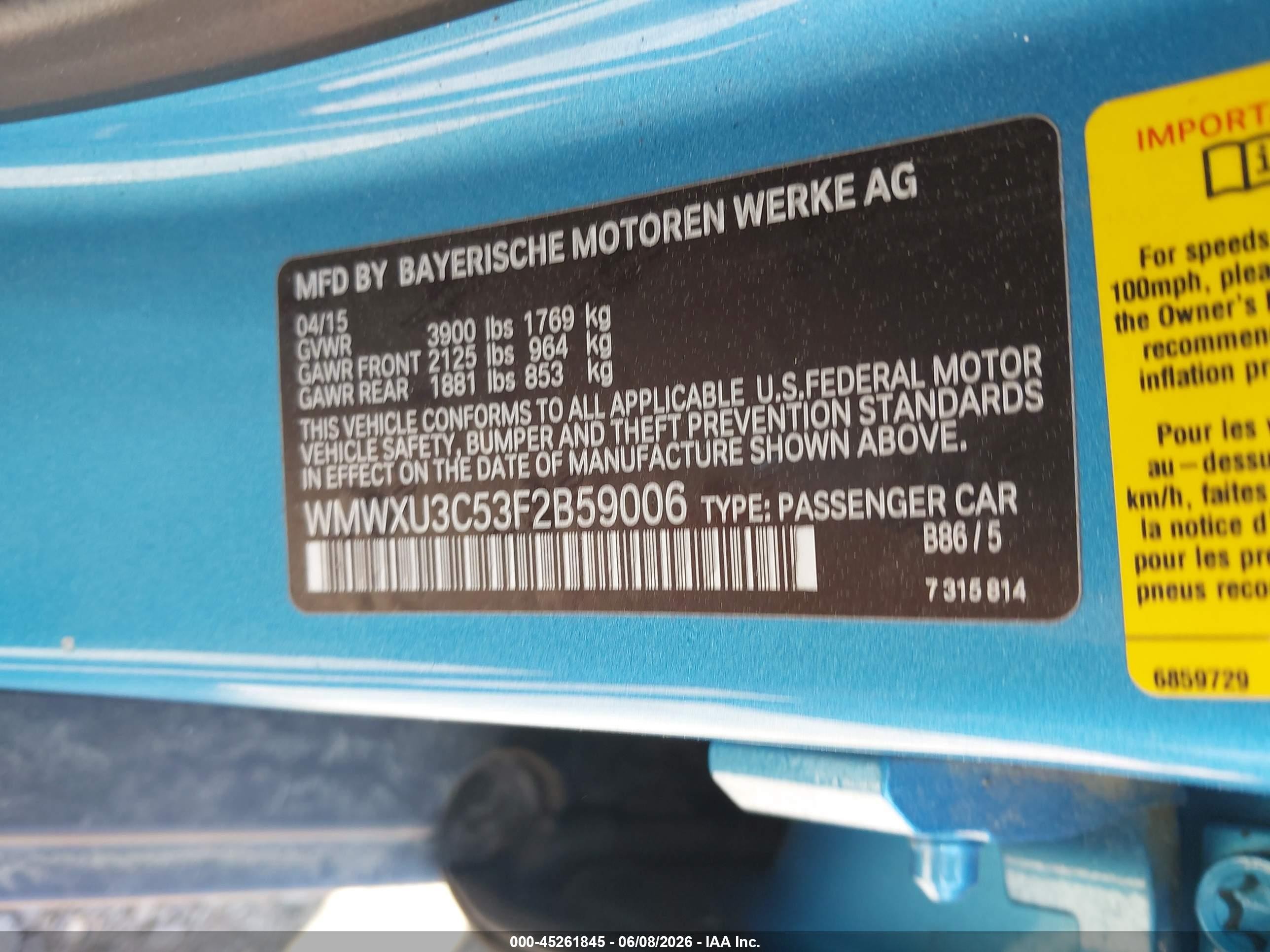 2015 Mini Hardtop Cooper S Blue vin: WMWXU3C53F2B59006