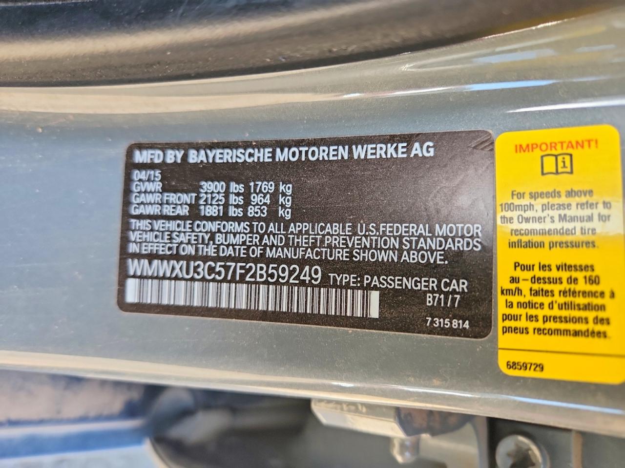 2015 Mini Cooper S Gray vin: WMWXU3C57F2B59249