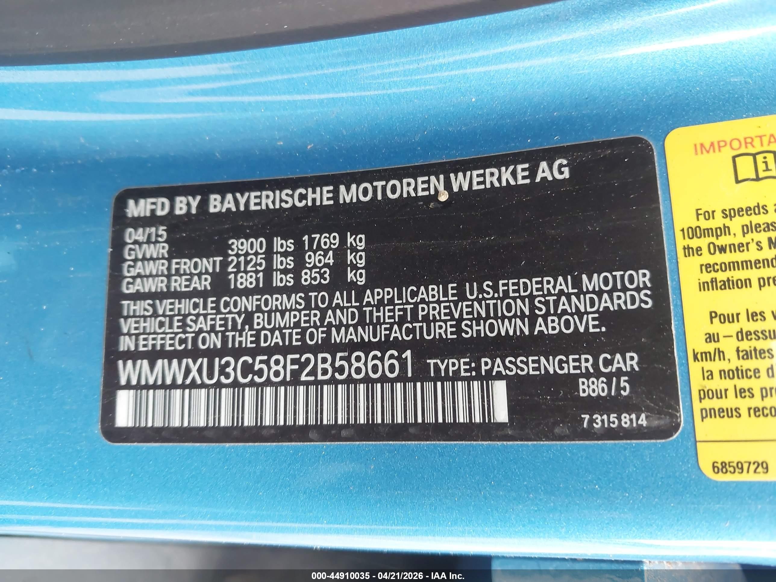 2015 Mini Hardtop Cooper S Blue vin: WMWXU3C58F2B58661