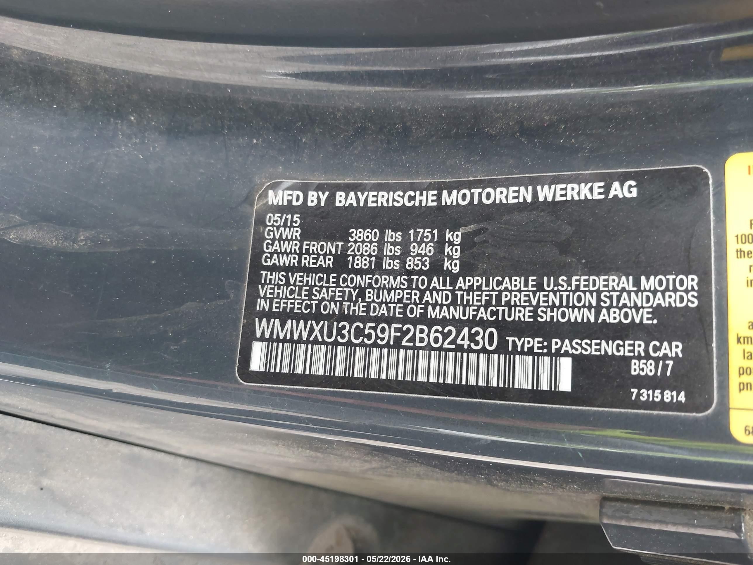 2015 Mini Hardtop Cooper S Серый vin: WMWXU3C59F2B62430