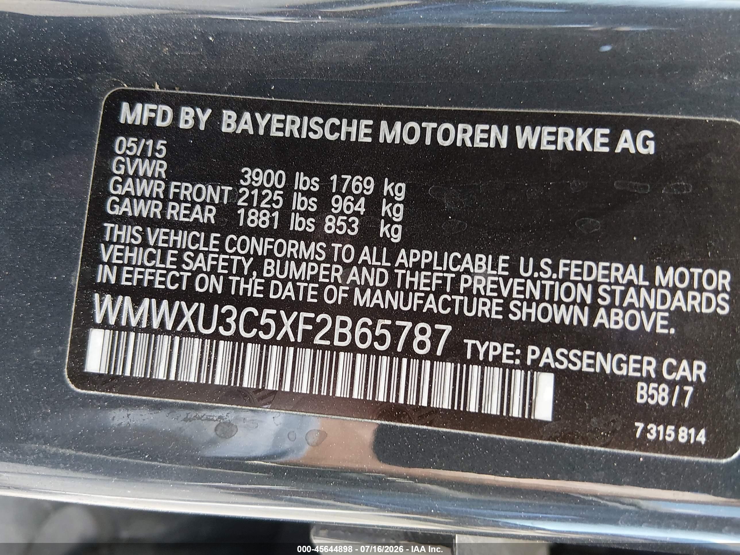 2015 Mini Hardtop Cooper S Gray vin: WMWXU3C5XF2B65787