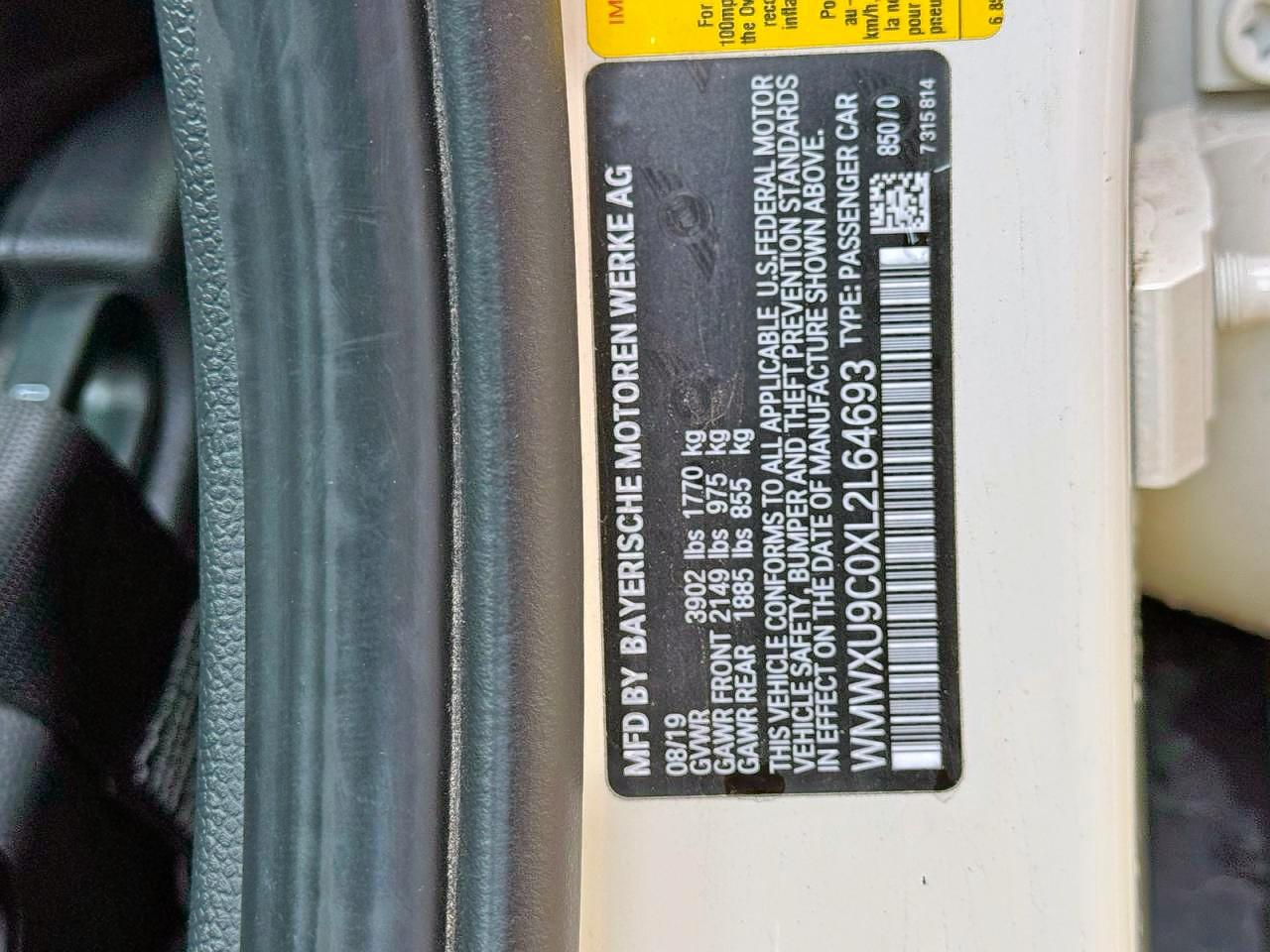 2020 Mini Cooper S White vin: WMWXU9C0XL2L64693