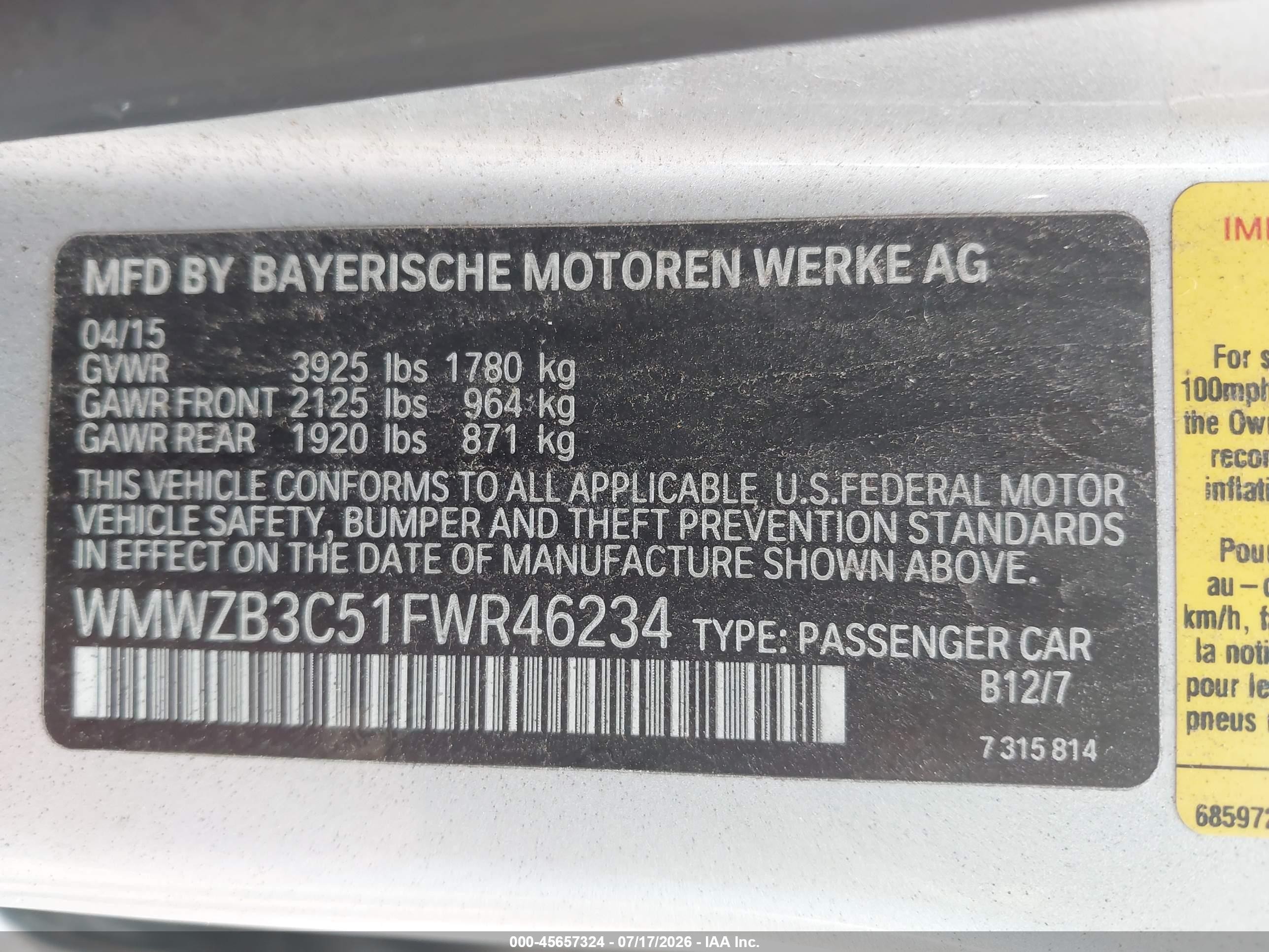 2015 Mini Countryman Cooper Silver vin: WMWZB3C51FWR46234