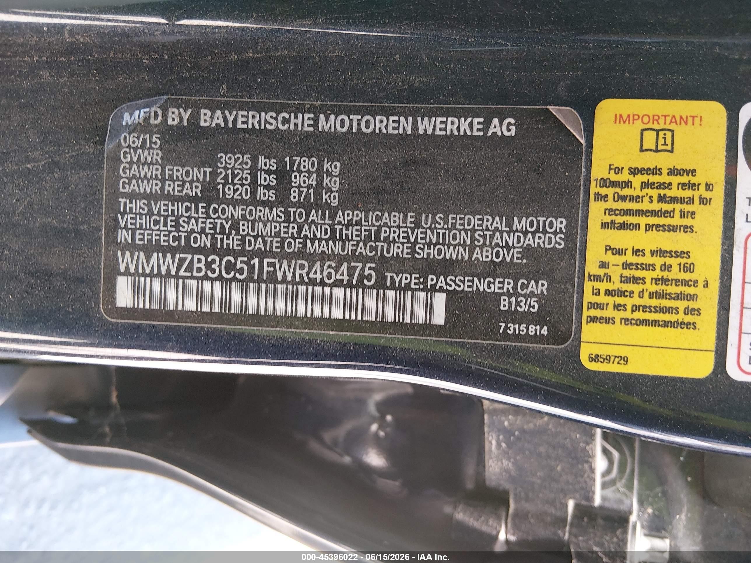 2015 Mini Countryman Cooper Navy vin: WMWZB3C51FWR46475