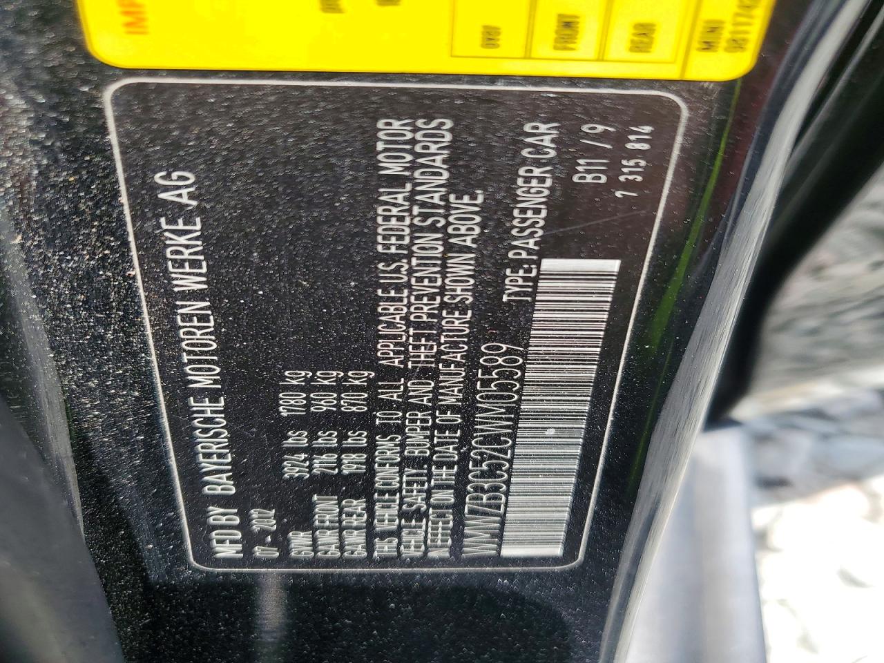 2012 Mini Cooper Countryman Black vin: WMWZB3C52CWM05589