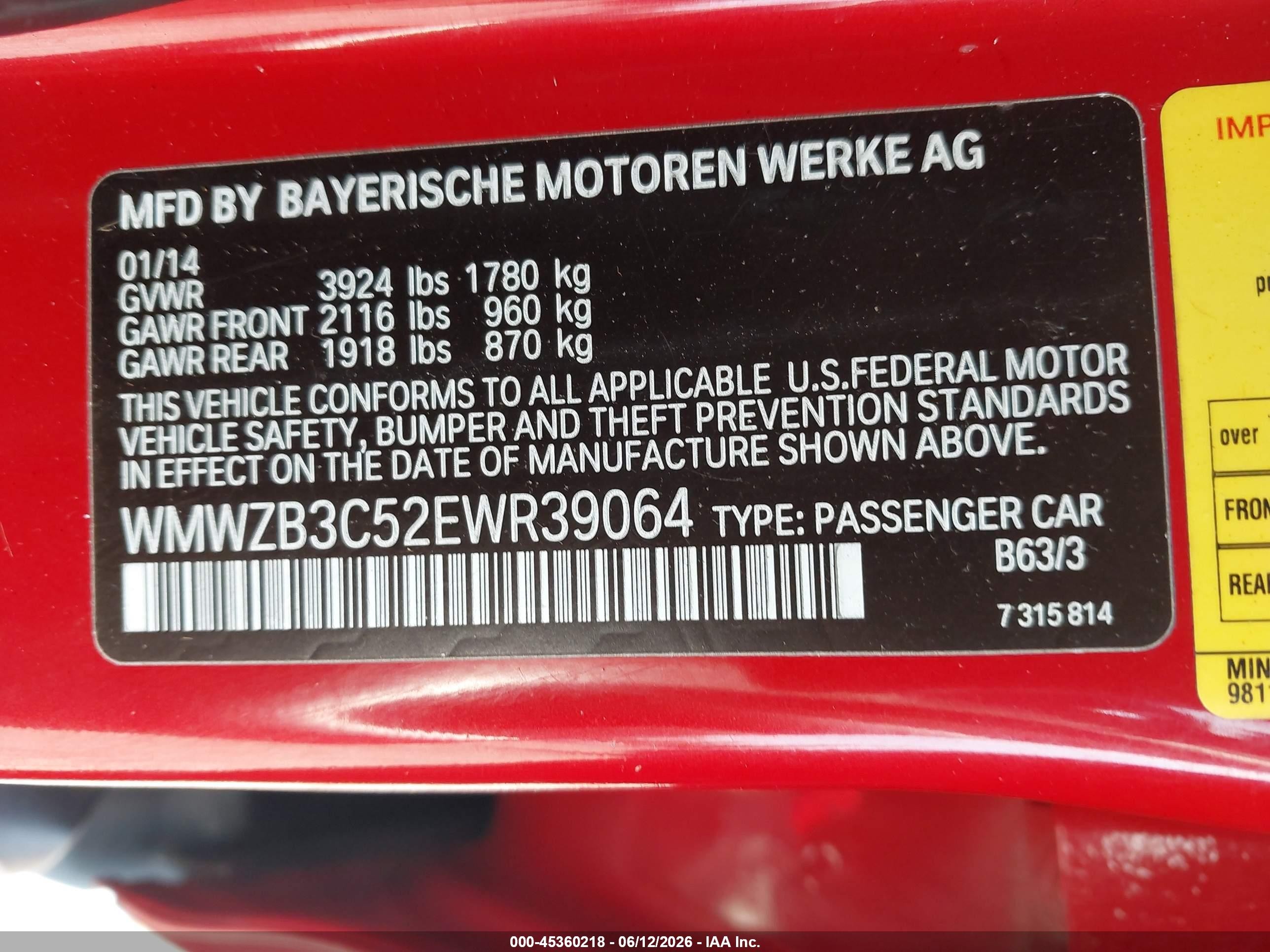 2014 Mini Countryman Cooper Red vin: WMWZB3C52EWR39064