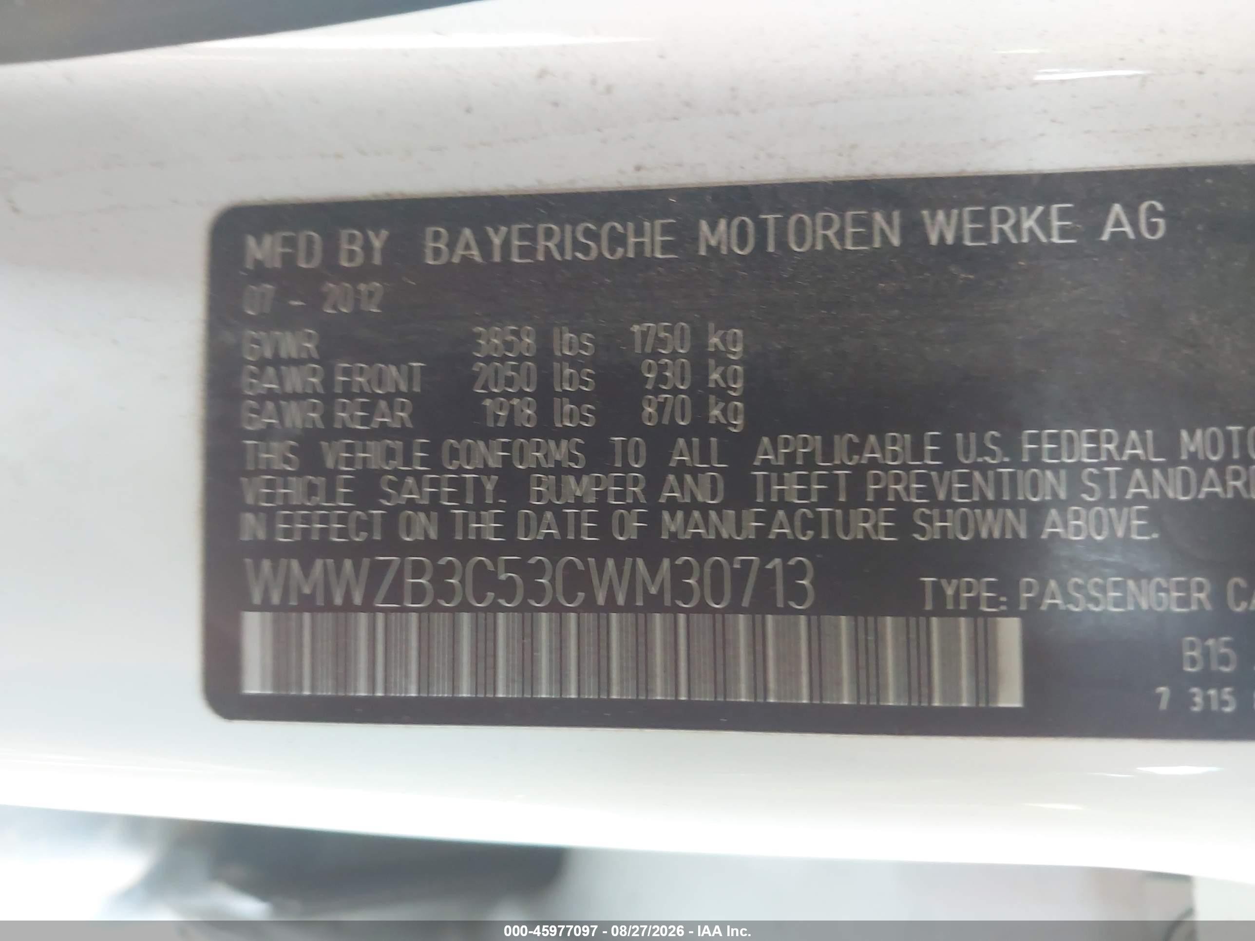 2012 Mini Cooper Countryman   White vin: WMWZB3C53CWM30713