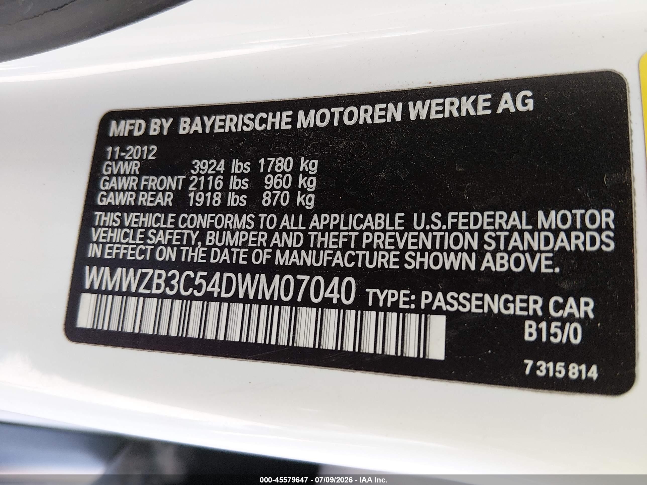 2013 Mini Countryman Cooper White vin: WMWZB3C54DWM07040