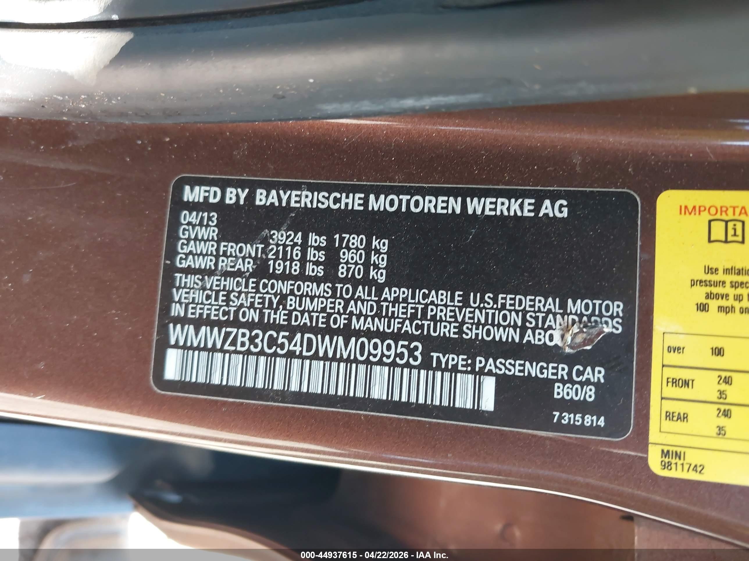 2013 Mini Countryman Cooper Gray vin: WMWZB3C54DWM09953